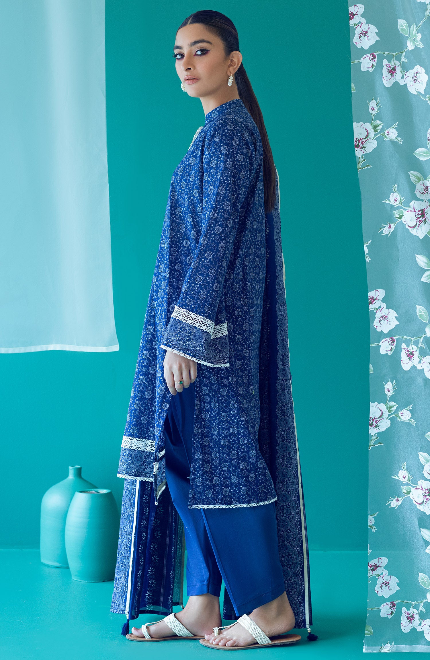 OTL-22-196/U BLUE LAWN  UNSTITCHED SHIRT DUPATTA PANTS