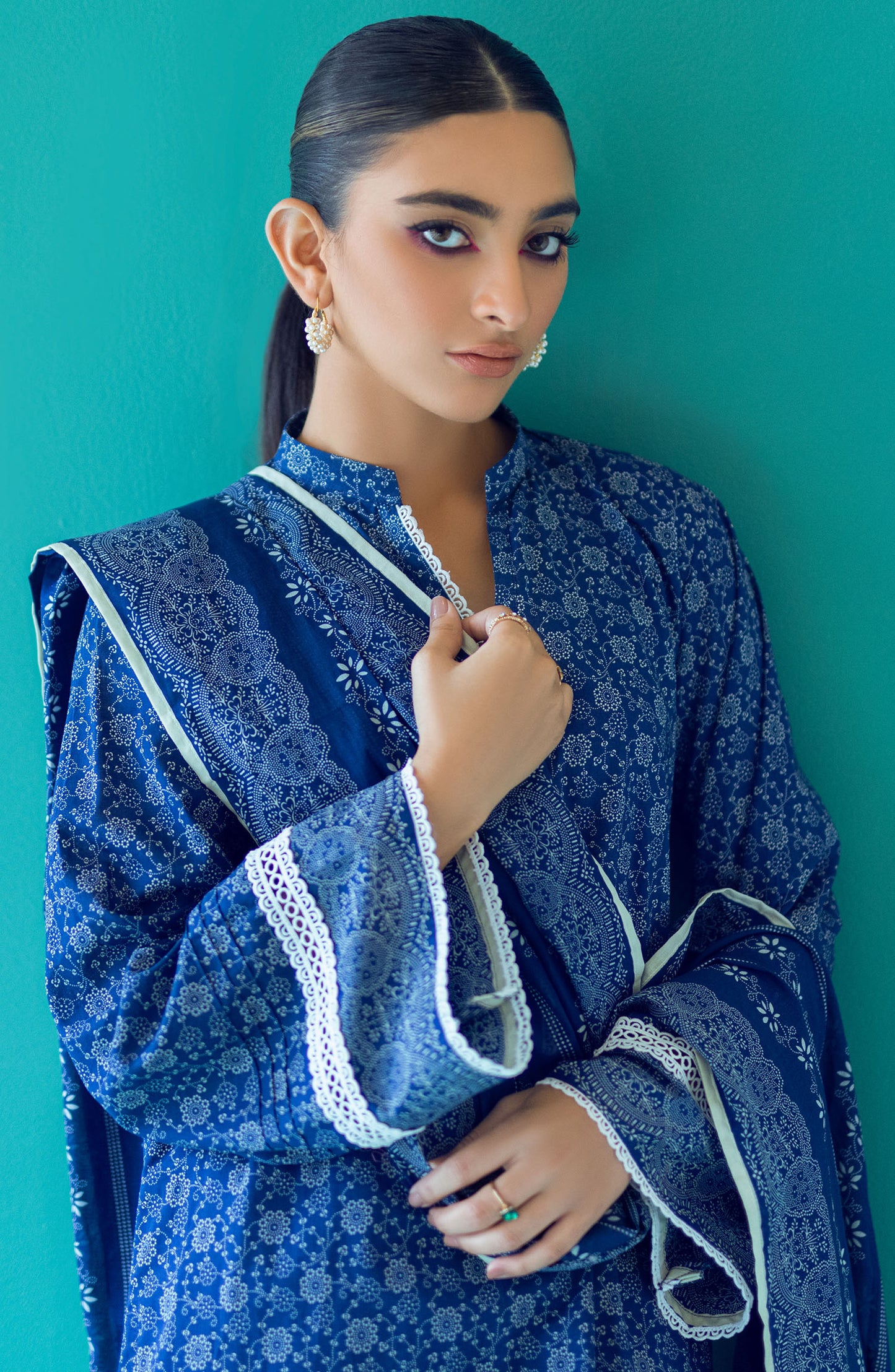 OTL-22-196/U BLUE LAWN  UNSTITCHED SHIRT DUPATTA PANTS