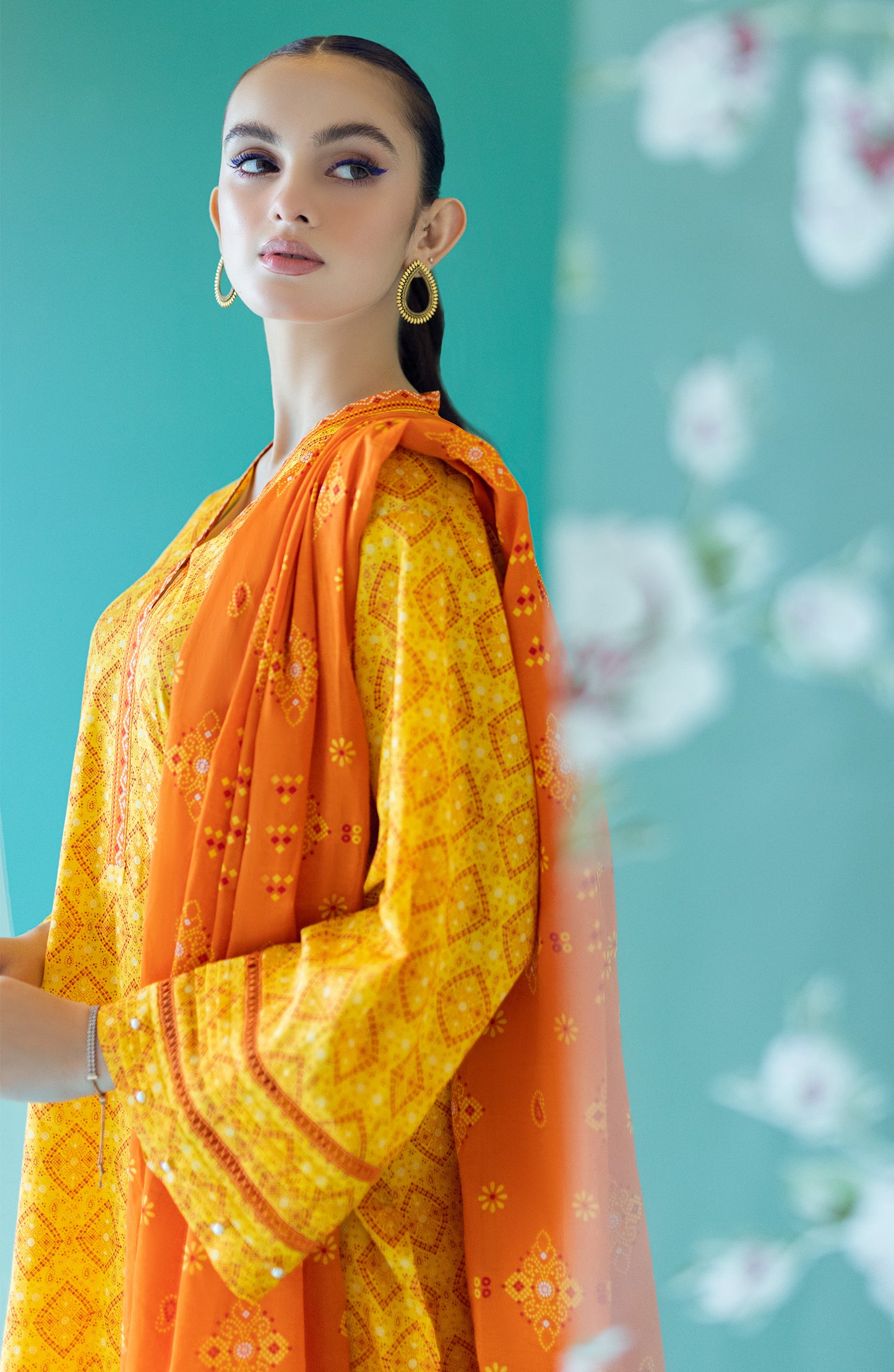 OTL-22-193/U YELLOW LAWN  UNSTITCHED SHIRT DUPATTA PANTS