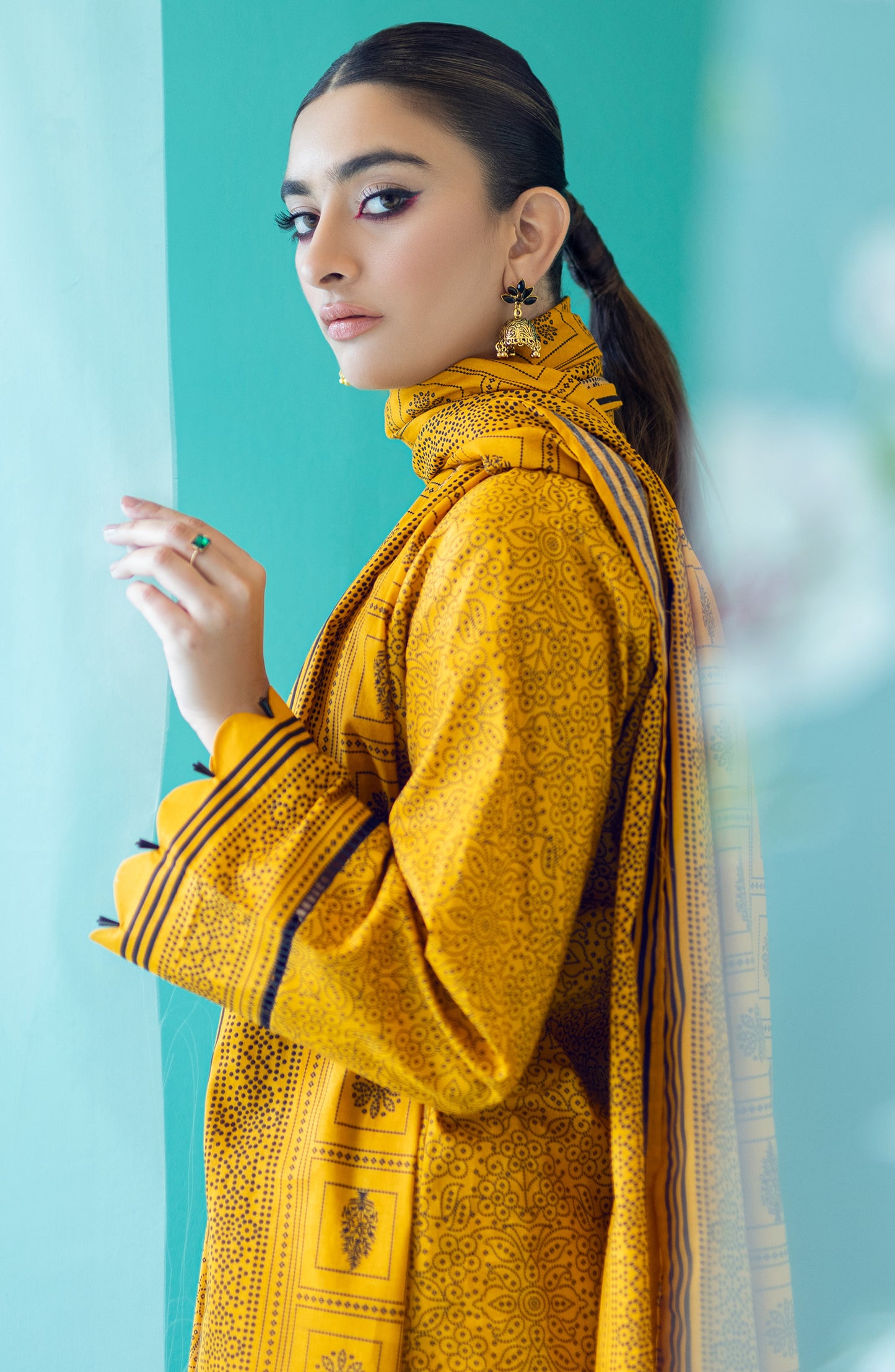 OTL-22-189/U YELLOW LAWN  UNSTITCHED SHIRT DUPATTA PANTS