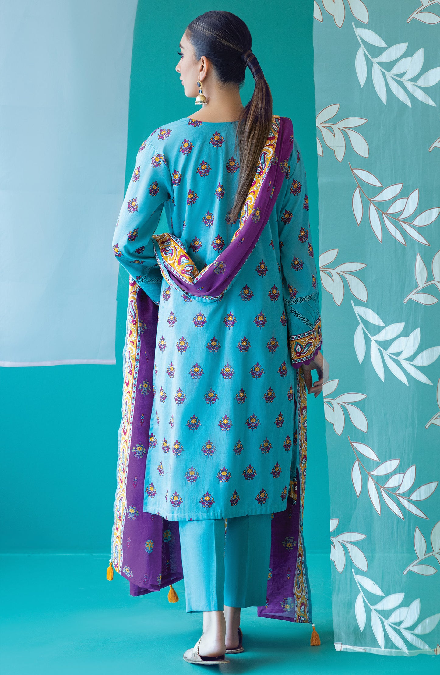 OTL-22-188/U TURQUOISE LAWN  UNSTITCHED SHIRT DUPATTA PANTS