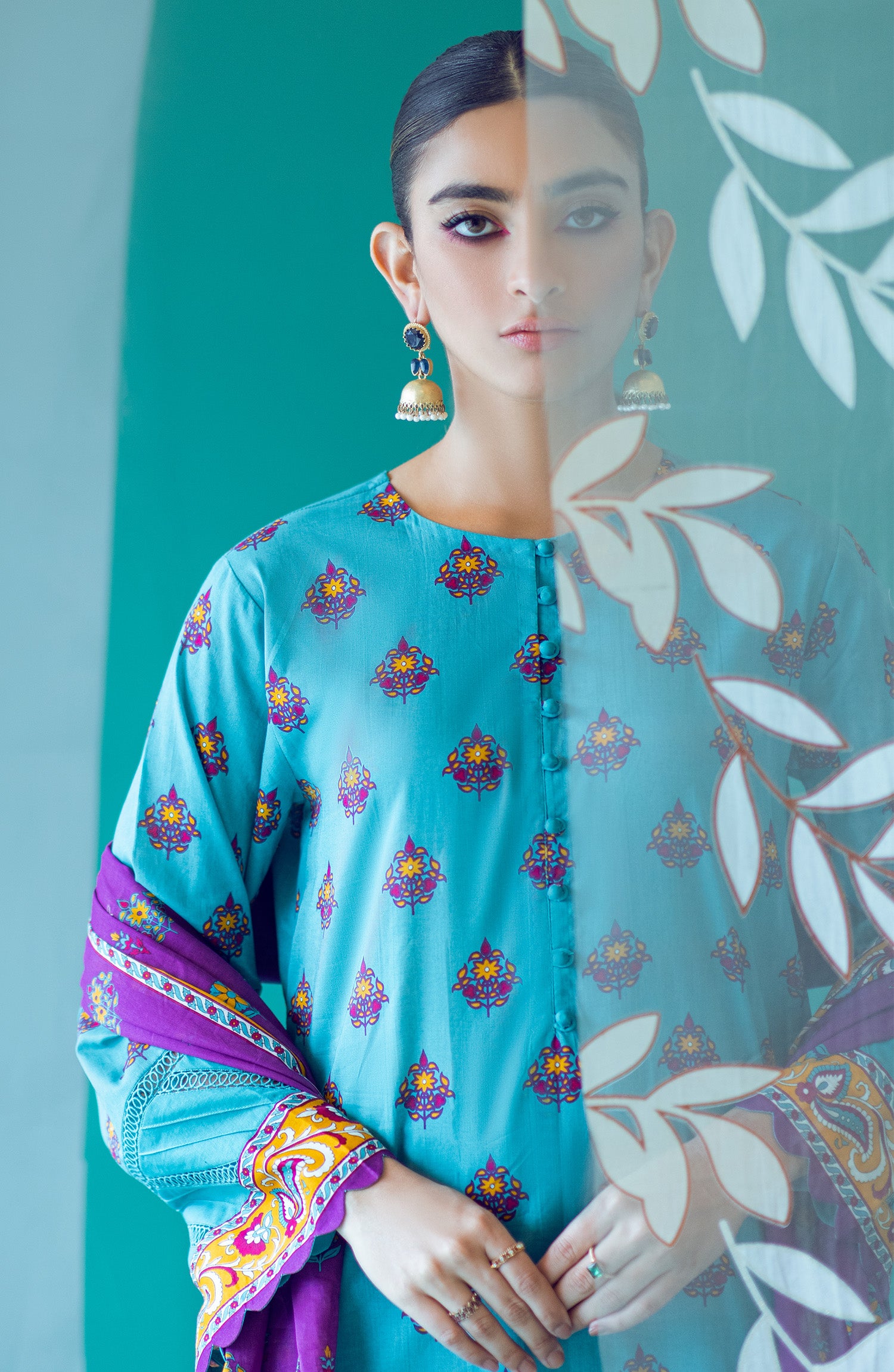 OTL-22-188/U TURQUOISE LAWN  UNSTITCHED SHIRT DUPATTA PANTS