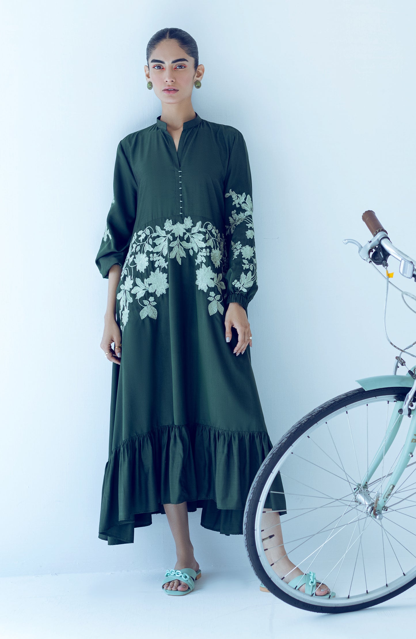 NW-LF-E-22-004 D.GREEN VISCOSE SCSHIRT READY TO WEAR SHIRT