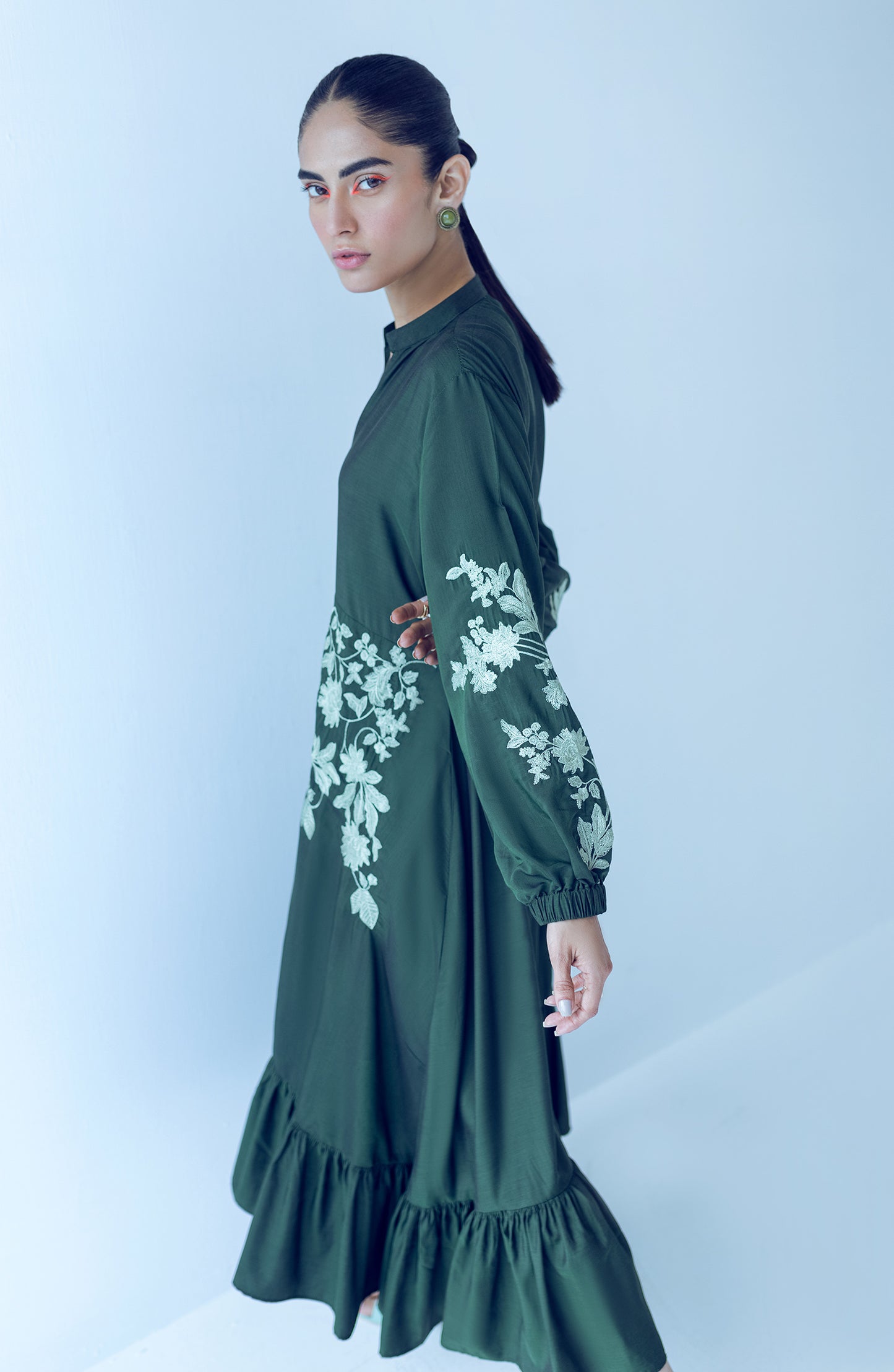 NW-LF-E-22-004 D.GREEN VISCOSE SCSHIRT READY TO WEAR SHIRT