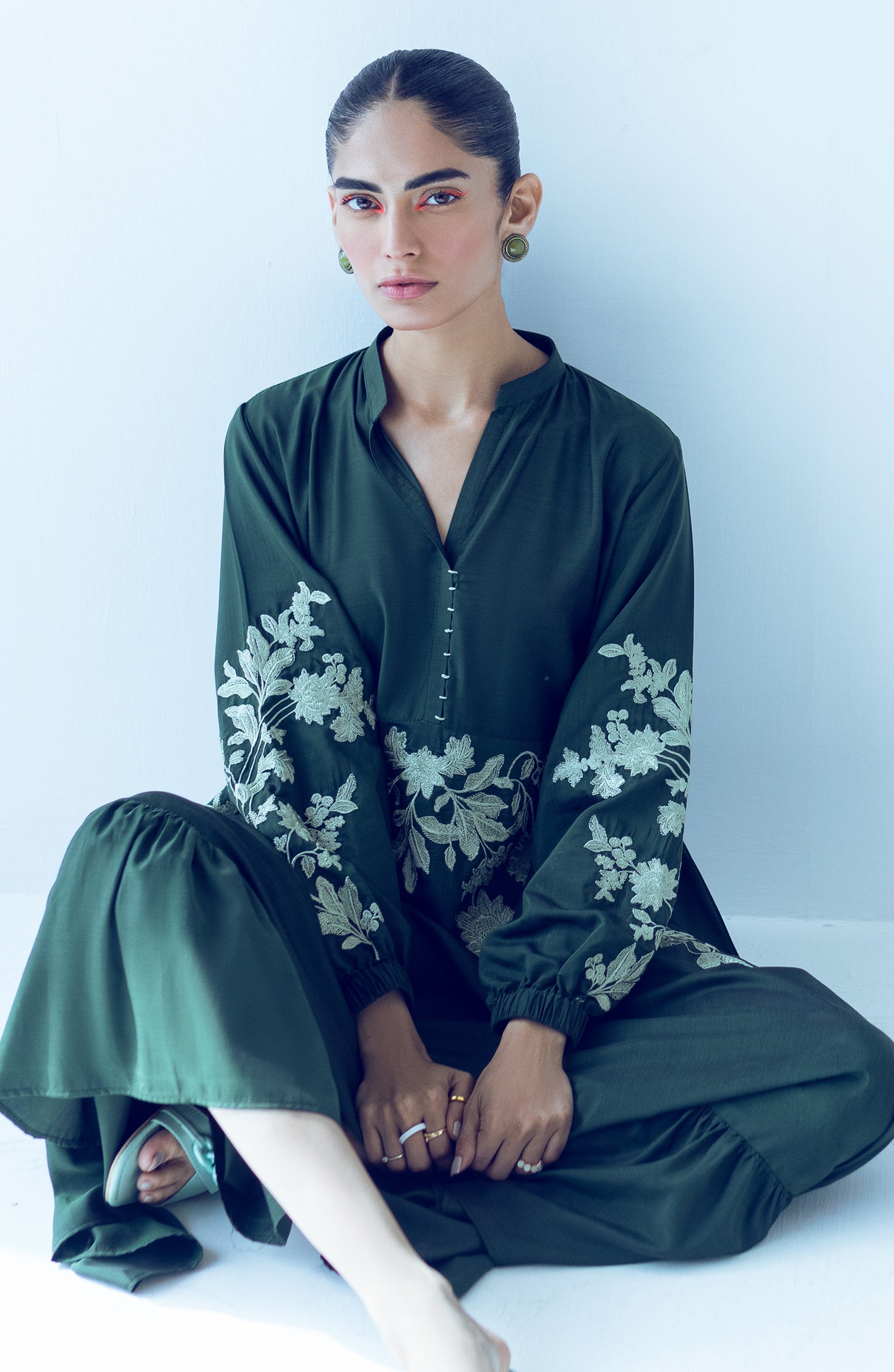 NW-LF-E-22-004 D.GREEN VISCOSE SCSHIRT READY TO WEAR SHIRT