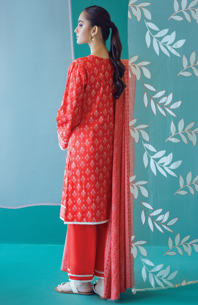 OTL-22-190/U ORANGE LAWN  UNSTITCHED SHIRT DUPATTA PANTS