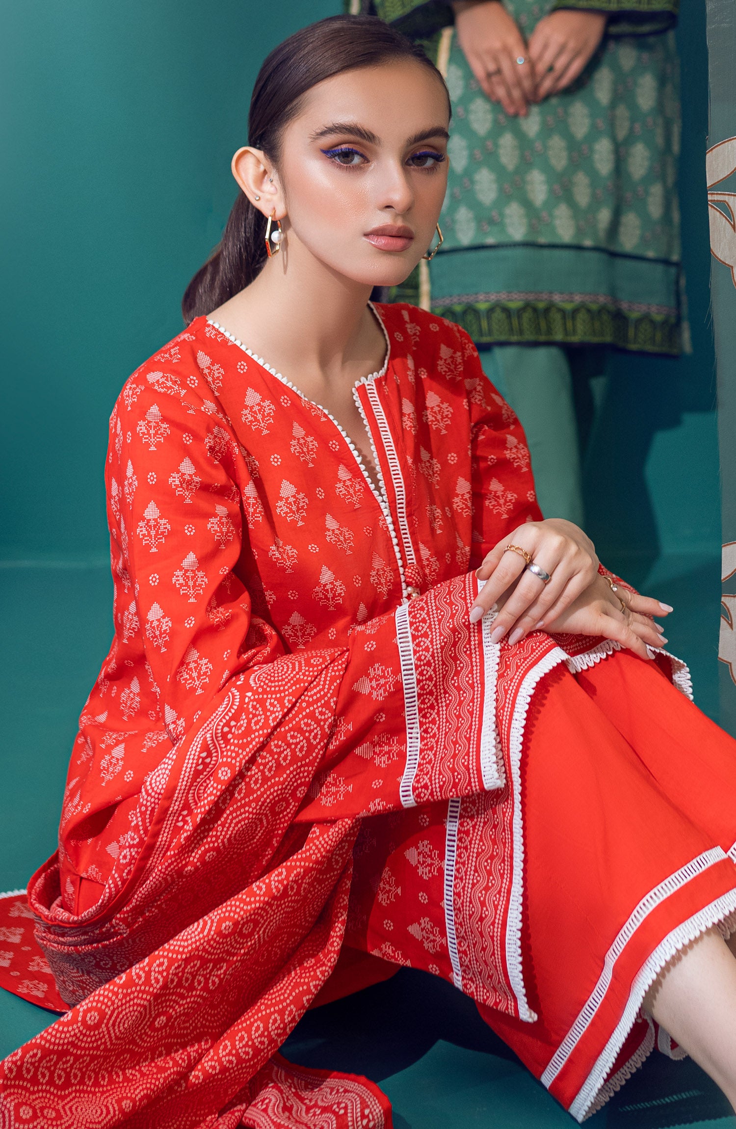 OTL-22-190/U ORANGE LAWN  UNSTITCHED SHIRT DUPATTA PANTS