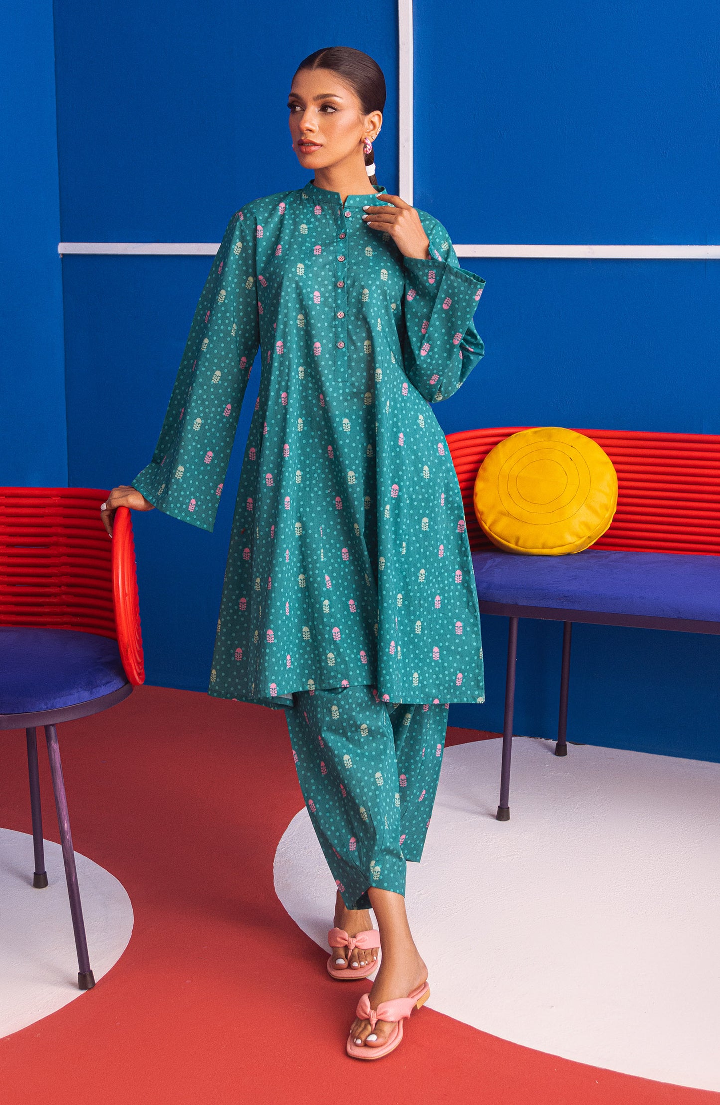 NW-MS-P-23-016 TEAL LAWN  READY TO WEAR SHIRT PANTS