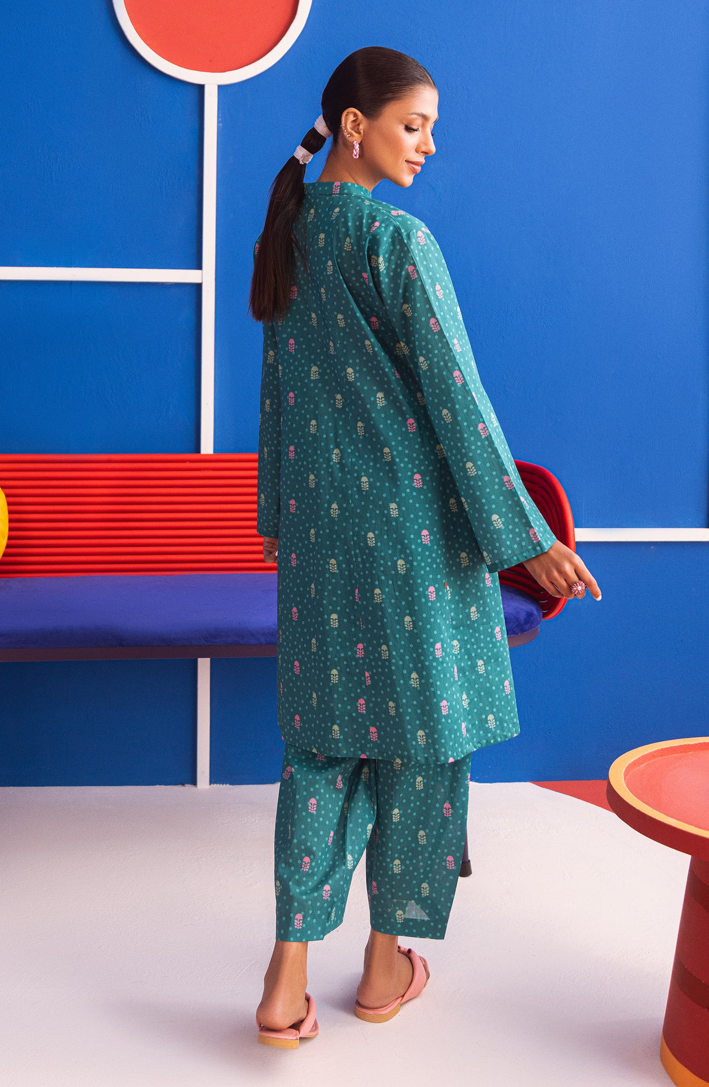 NW-MS-P-23-016 TEAL LAWN  READY TO WEAR SHIRT PANTS