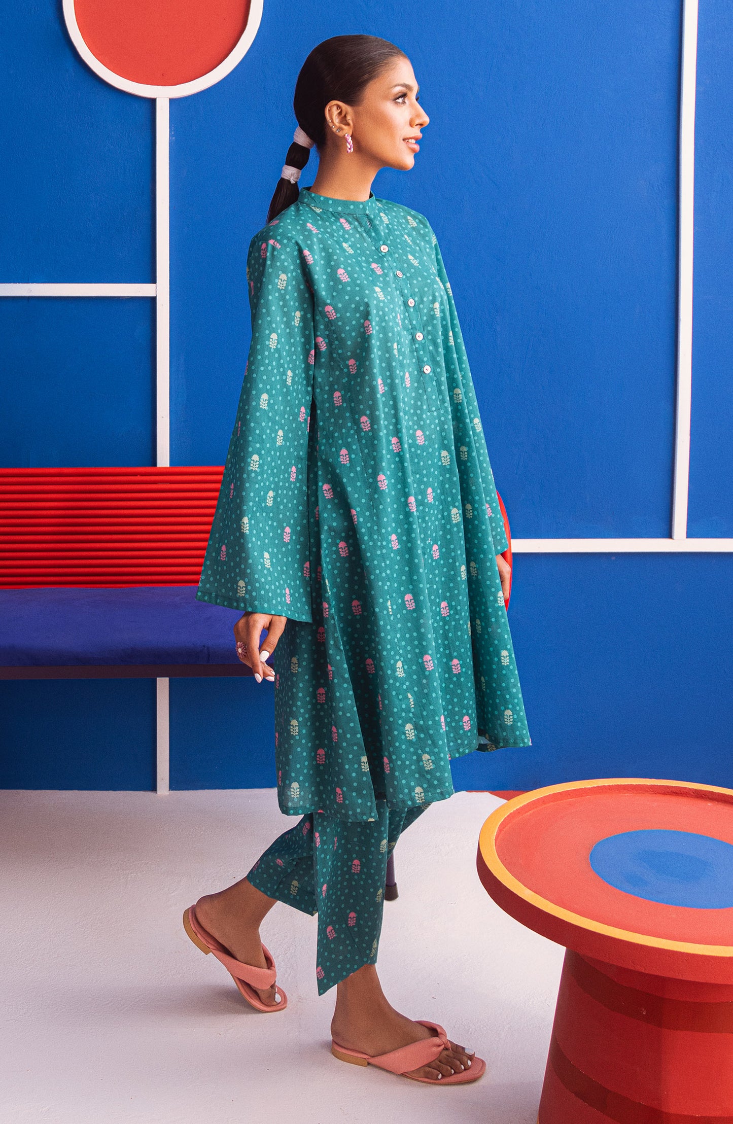 NW-MS-P-23-016 TEAL LAWN  READY TO WEAR SHIRT PANTS