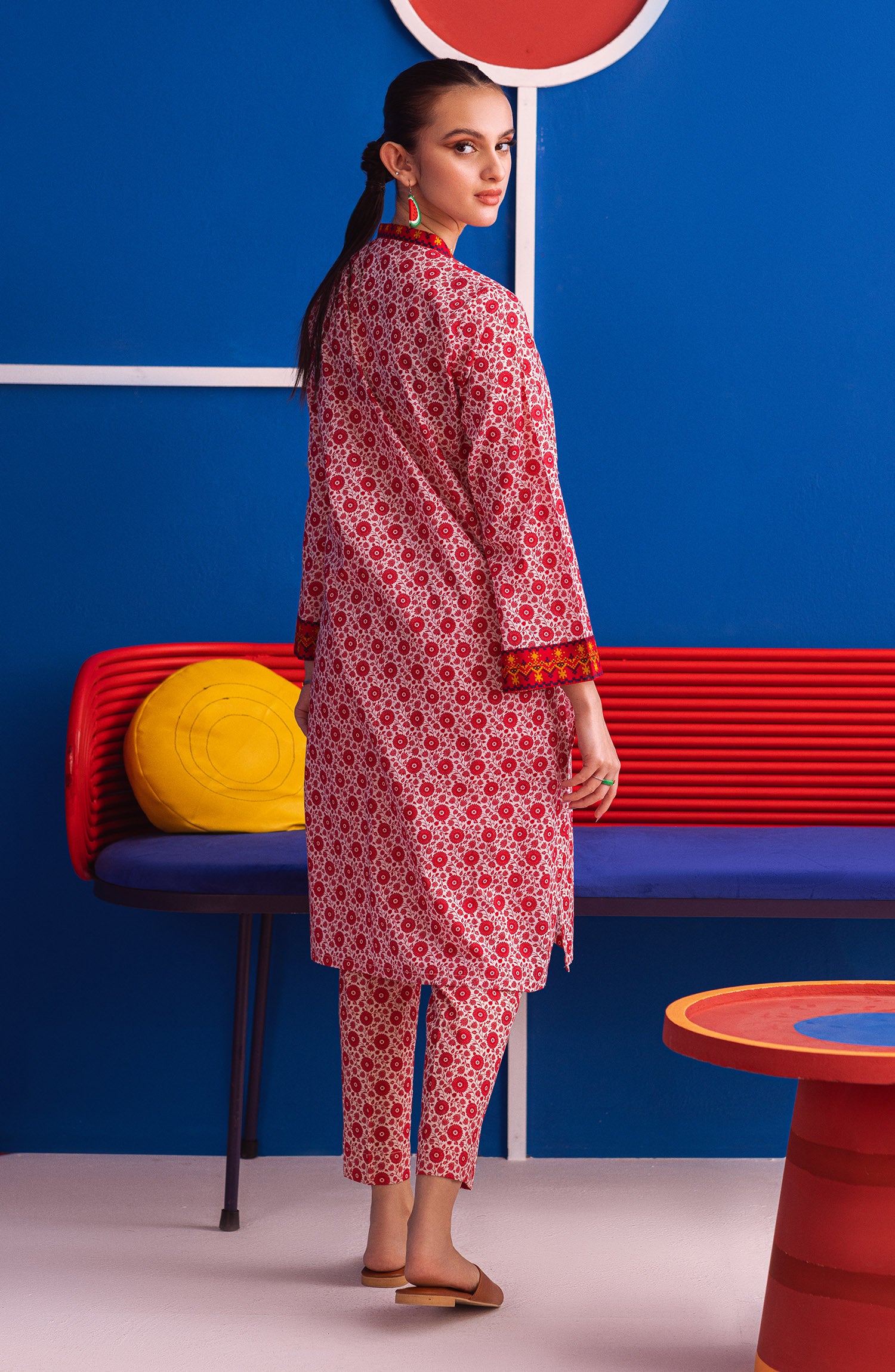 NW-MS-P-23-028 RED CAMBRIC  READY TO WEAR SHIRT PANTS
