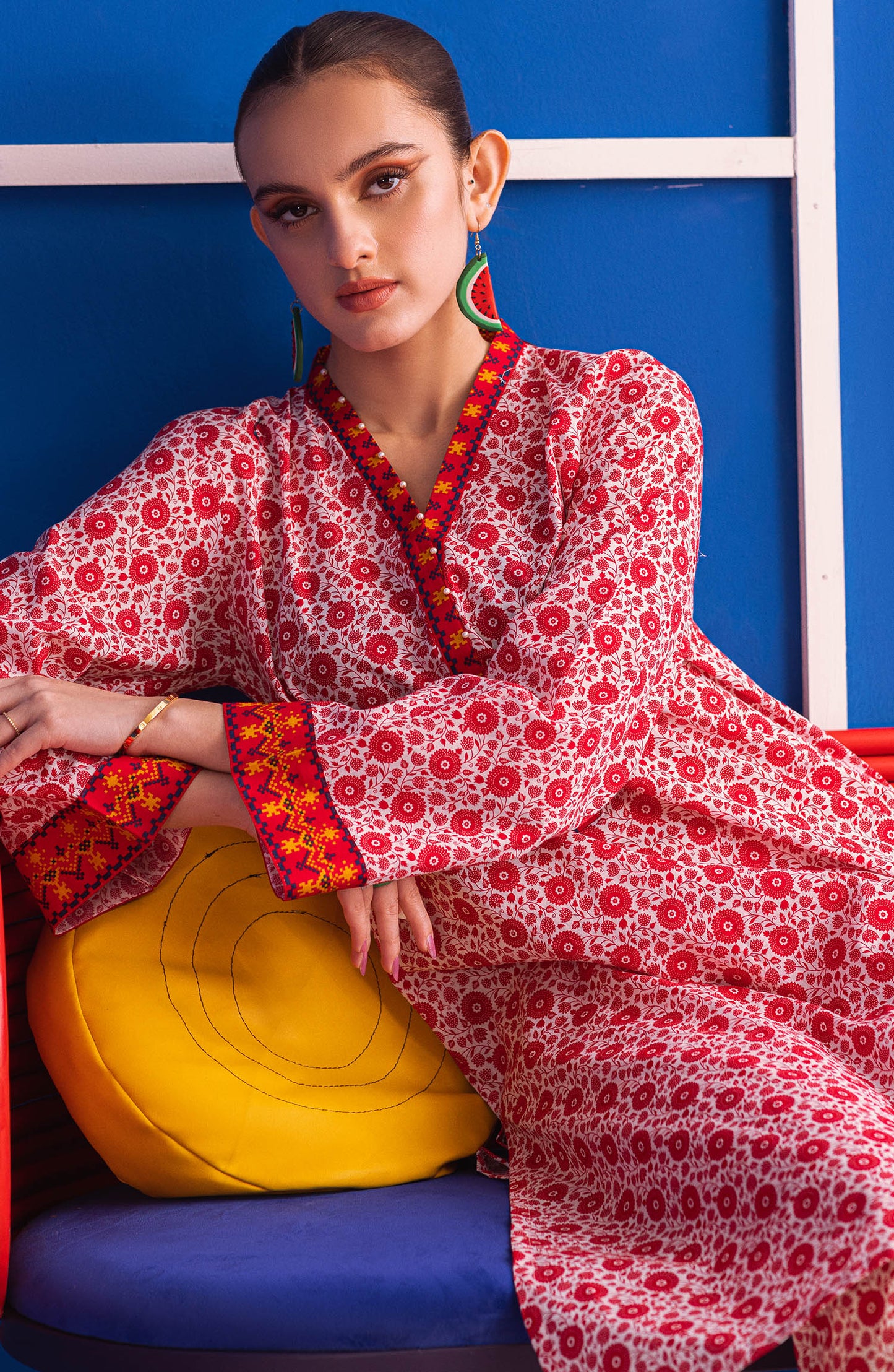 NW-MS-P-23-028 RED CAMBRIC  READY TO WEAR SHIRT PANTS