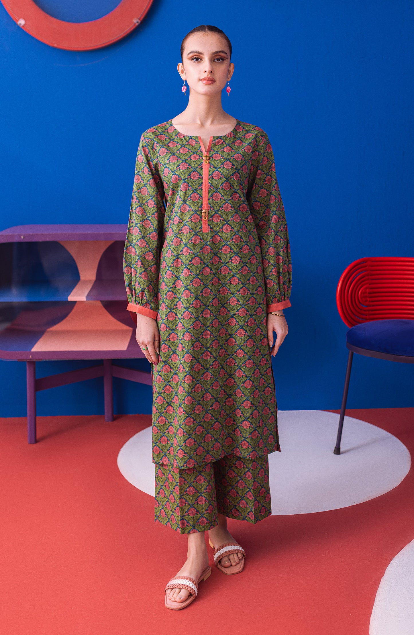 NW-MS-P-23-030 GREEN CAMBRIC  READY TO WEAR SHIRT PANTS