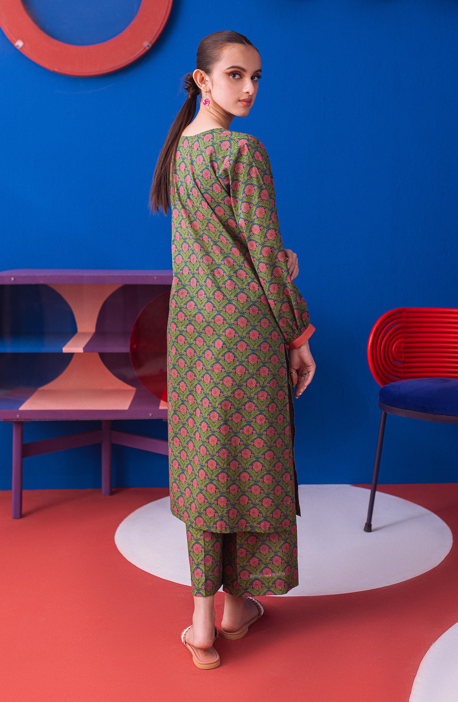 NW-MS-P-23-030 GREEN CAMBRIC  READY TO WEAR SHIRT PANTS