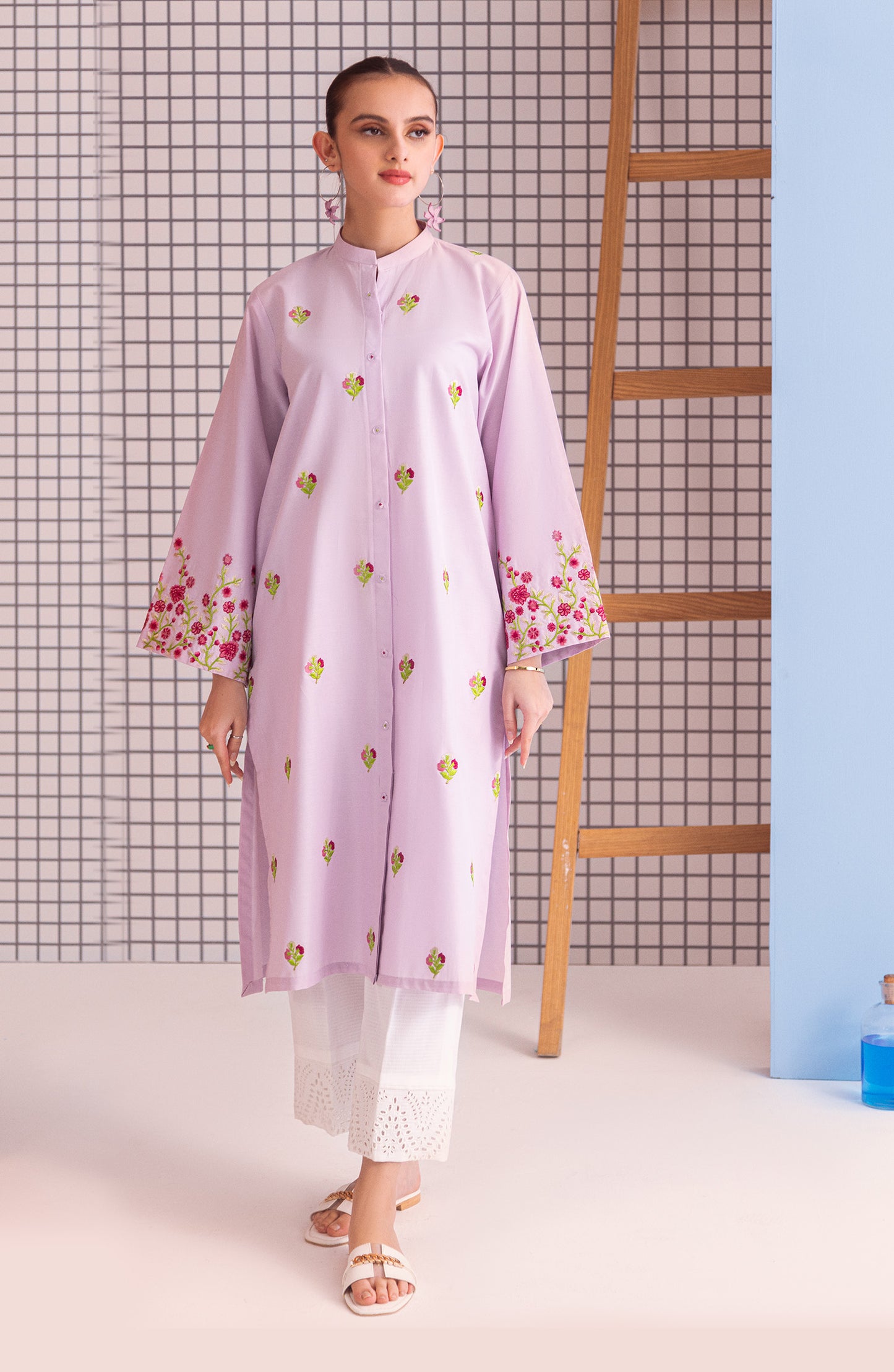 NHC-S-23-007 LILAC LAWN SCSHIRT READY TO WEAR SHIRT