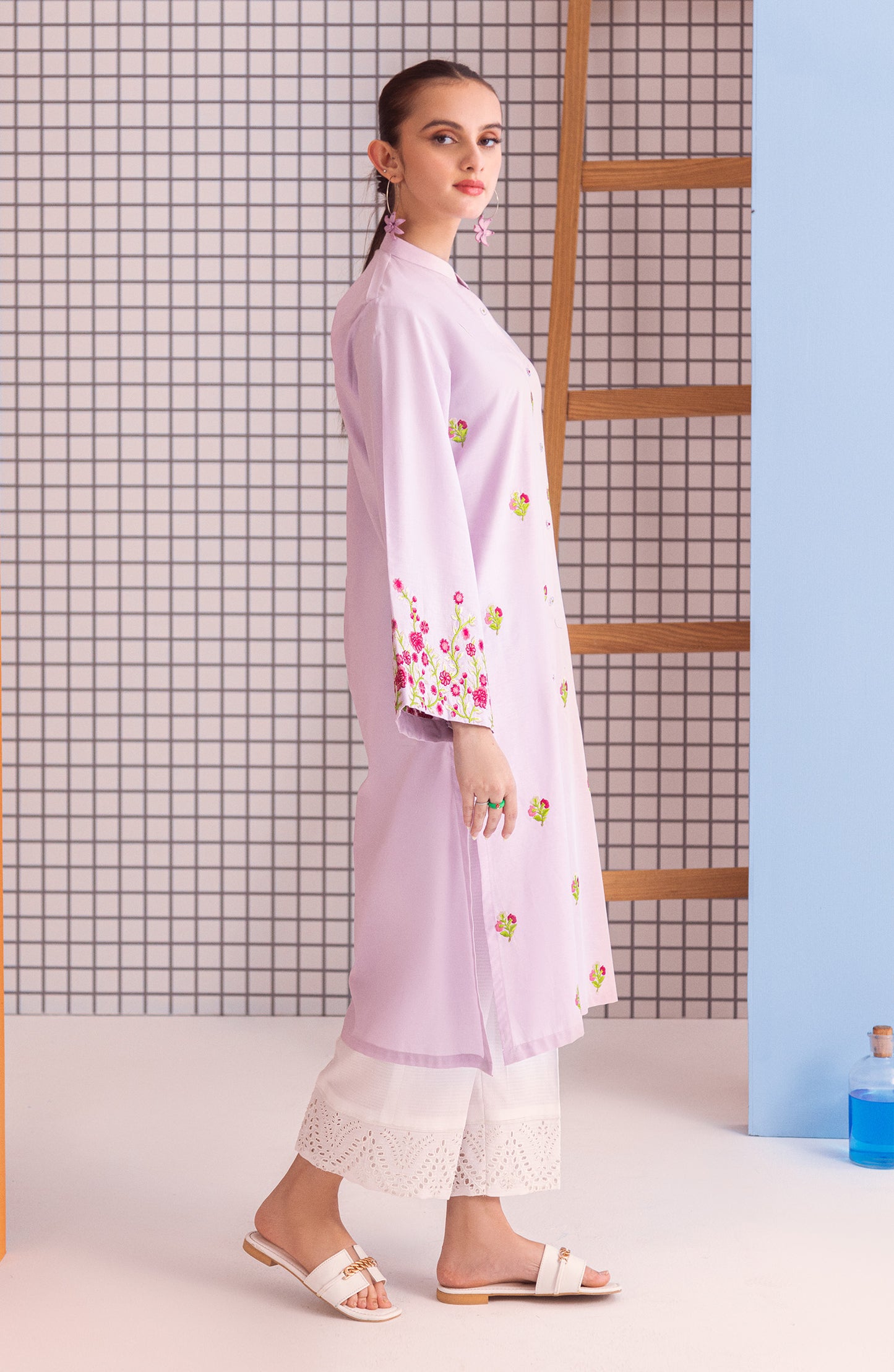 NHC-S-23-007 LILAC LAWN SCSHIRT READY TO WEAR SHIRT