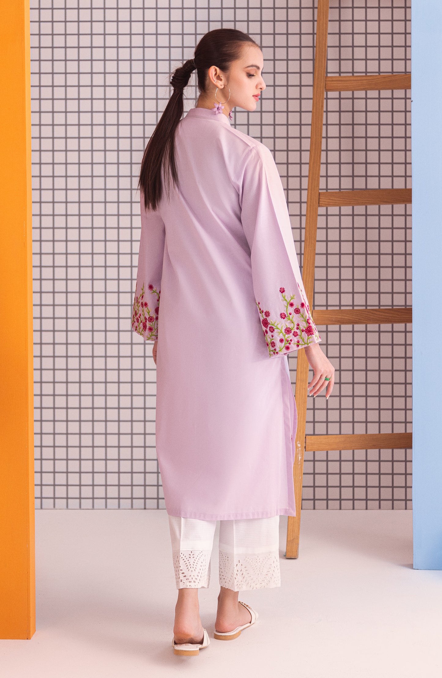 NHC-S-23-007 LILAC LAWN SCSHIRT READY TO WEAR SHIRT