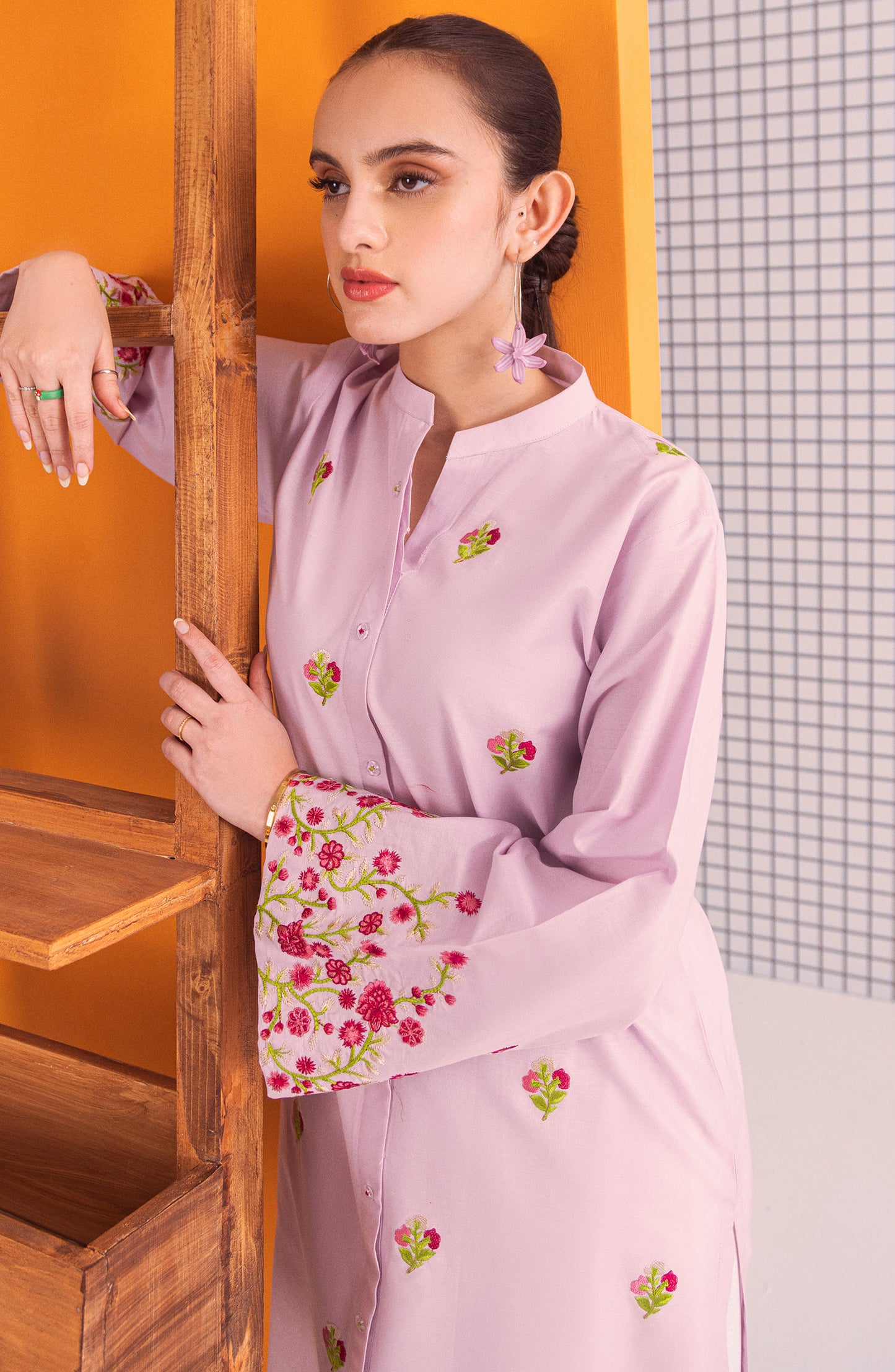 NHC-S-23-007 LILAC LAWN SCSHIRT READY TO WEAR SHIRT