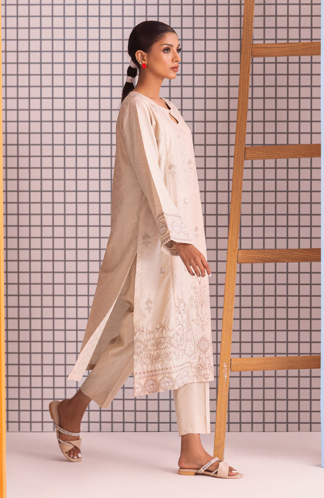 NHC-ST-23-007 BEIGE JACQUARD  READY TO WEAR SHIRT PANTS