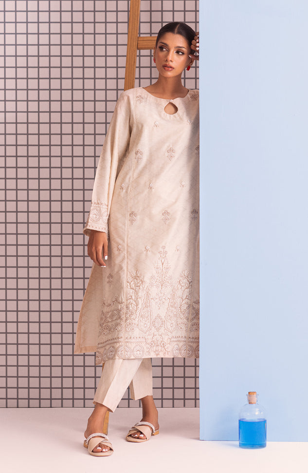 NHC-ST-23-007 BEIGE JACQUARD  READY TO WEAR SHIRT PANTS