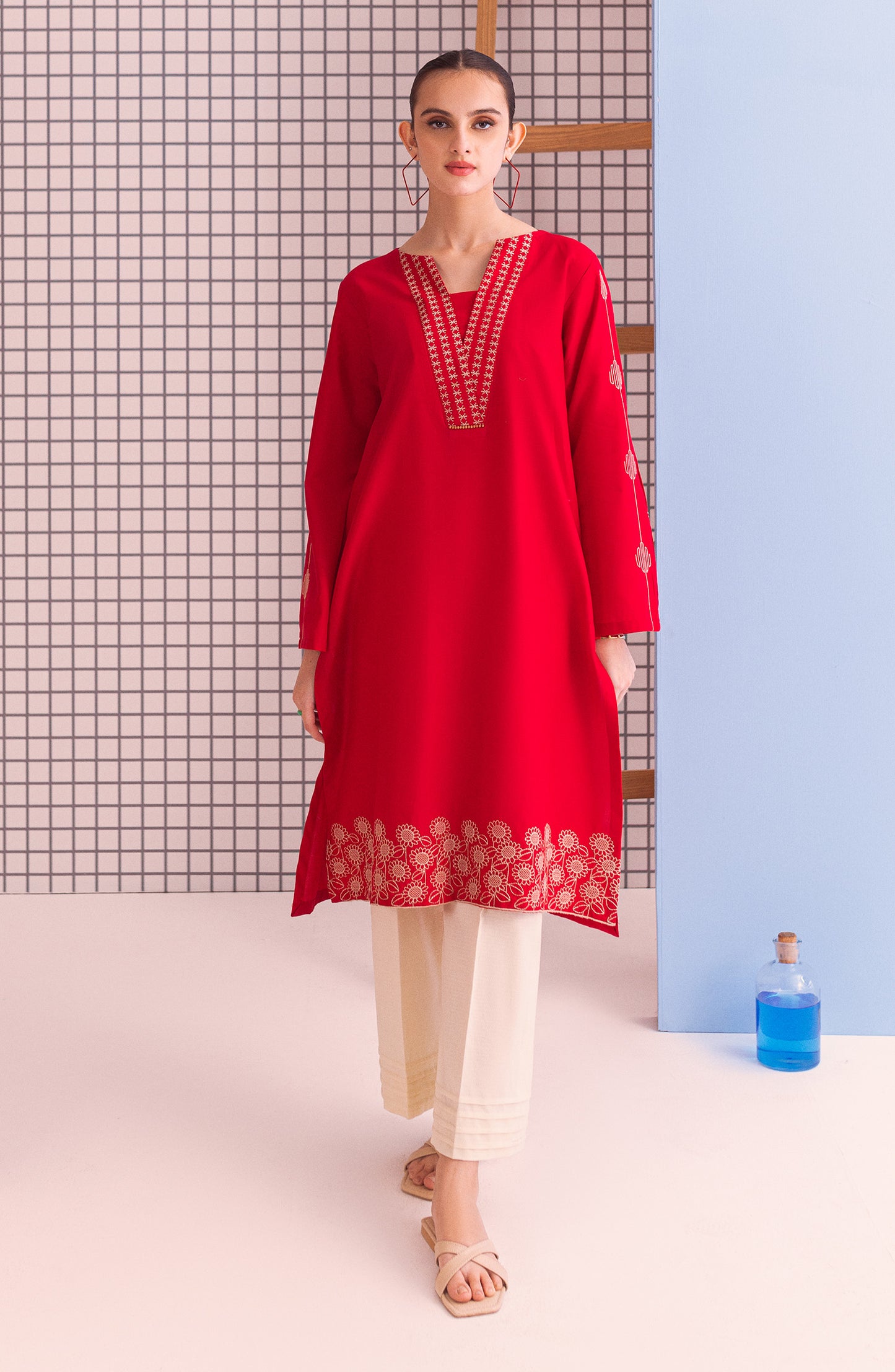 NHC-S-23-003 RED LAWN SCSHIRT READY TO WEAR SHIRT