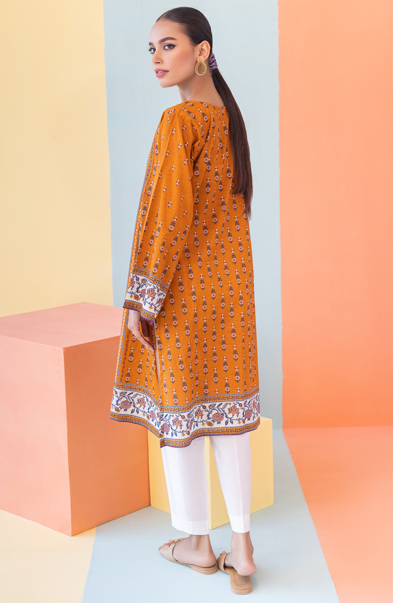 HCS-S-22-074 MUSTARD LAWN SCSHIRT READY TO WEAR SHIRT