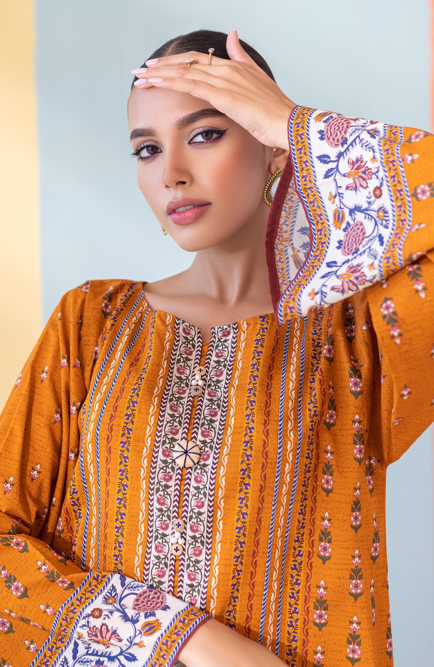 HCS-S-22-074 MUSTARD LAWN SCSHIRT READY TO WEAR SHIRT