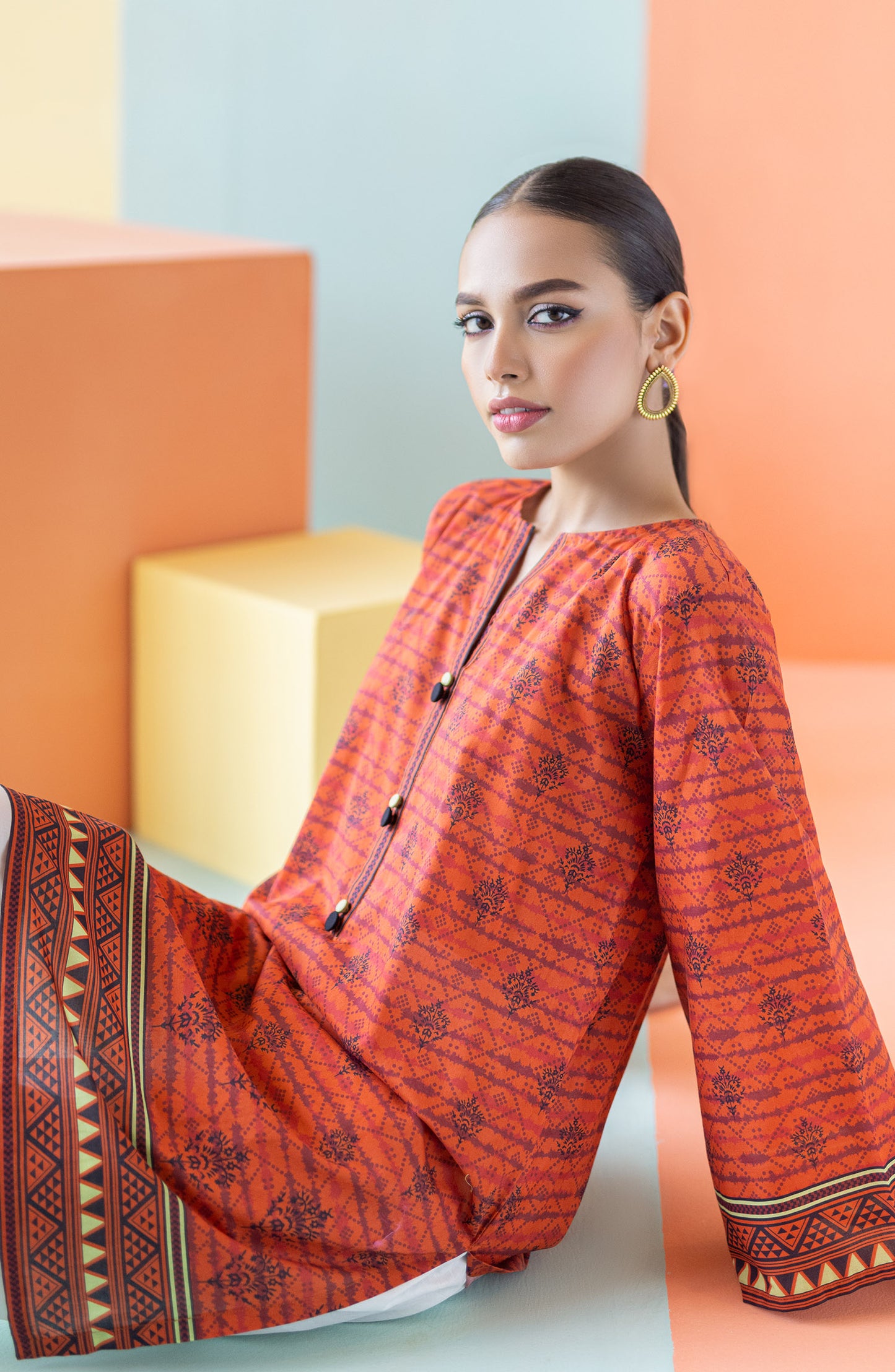 HCS-S-22-084 RED LAWN SCSHIRT READY TO WEAR SHIRT