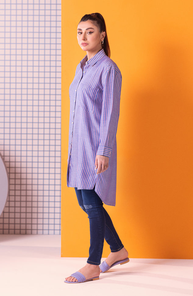 NW-CT-PL-23-008 BLUE VISCOSE SCSHIRT READY TO WEAR SHIRT