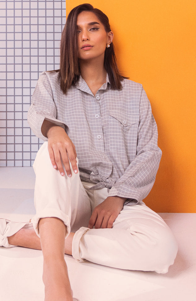 NW-CT-PL-23-006 GREY COTTON SCSHIRT READY TO WEAR SHIRT
