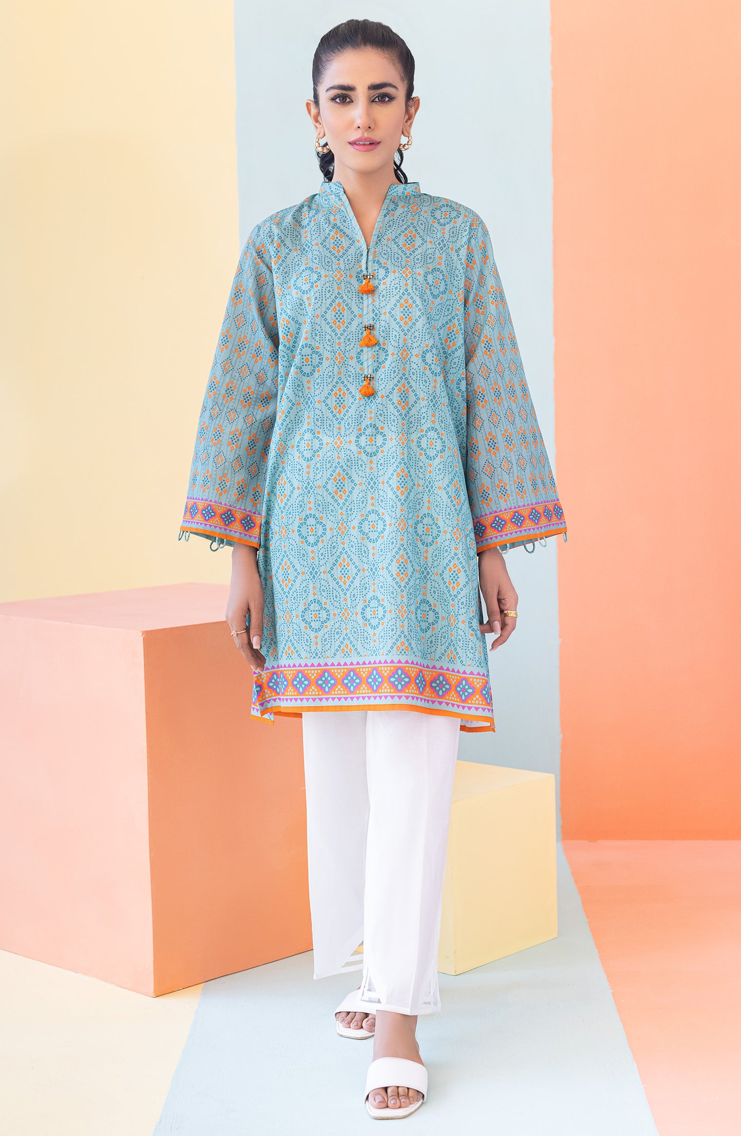 HCS-S-22-087 TEAL LAWN SCSHIRT READY TO WEAR SHIRT