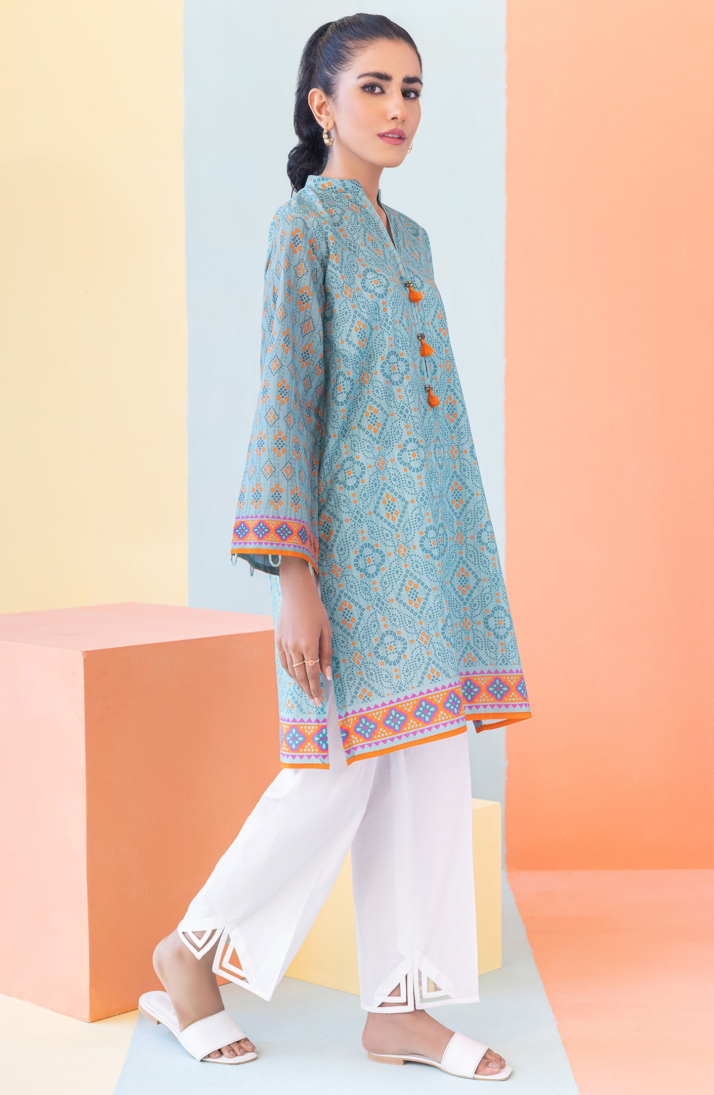 HCS-S-22-087 TEAL LAWN SCSHIRT READY TO WEAR SHIRT