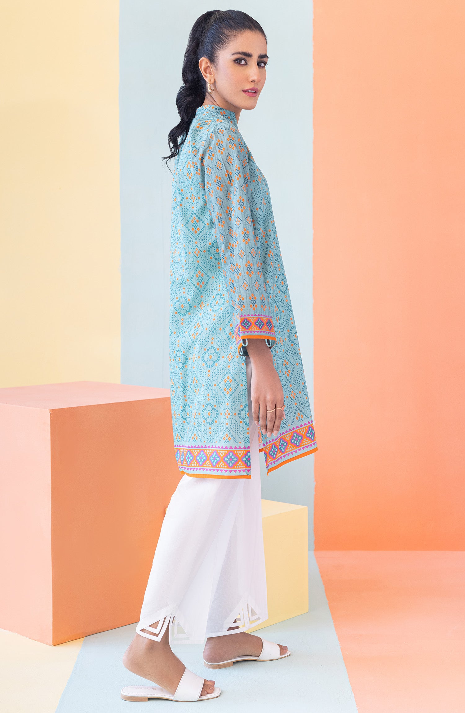 HCS-S-22-087 TEAL LAWN SCSHIRT READY TO WEAR SHIRT
