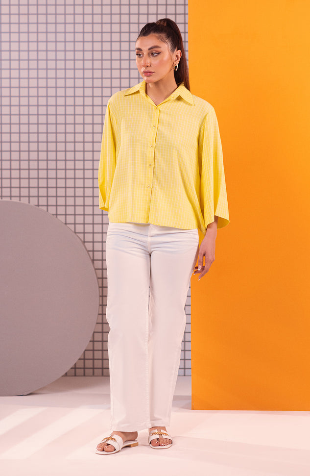 NW-CT-PL-23-015 YELLOW COTTON SCSHIRT READY TO WEAR SHIRT