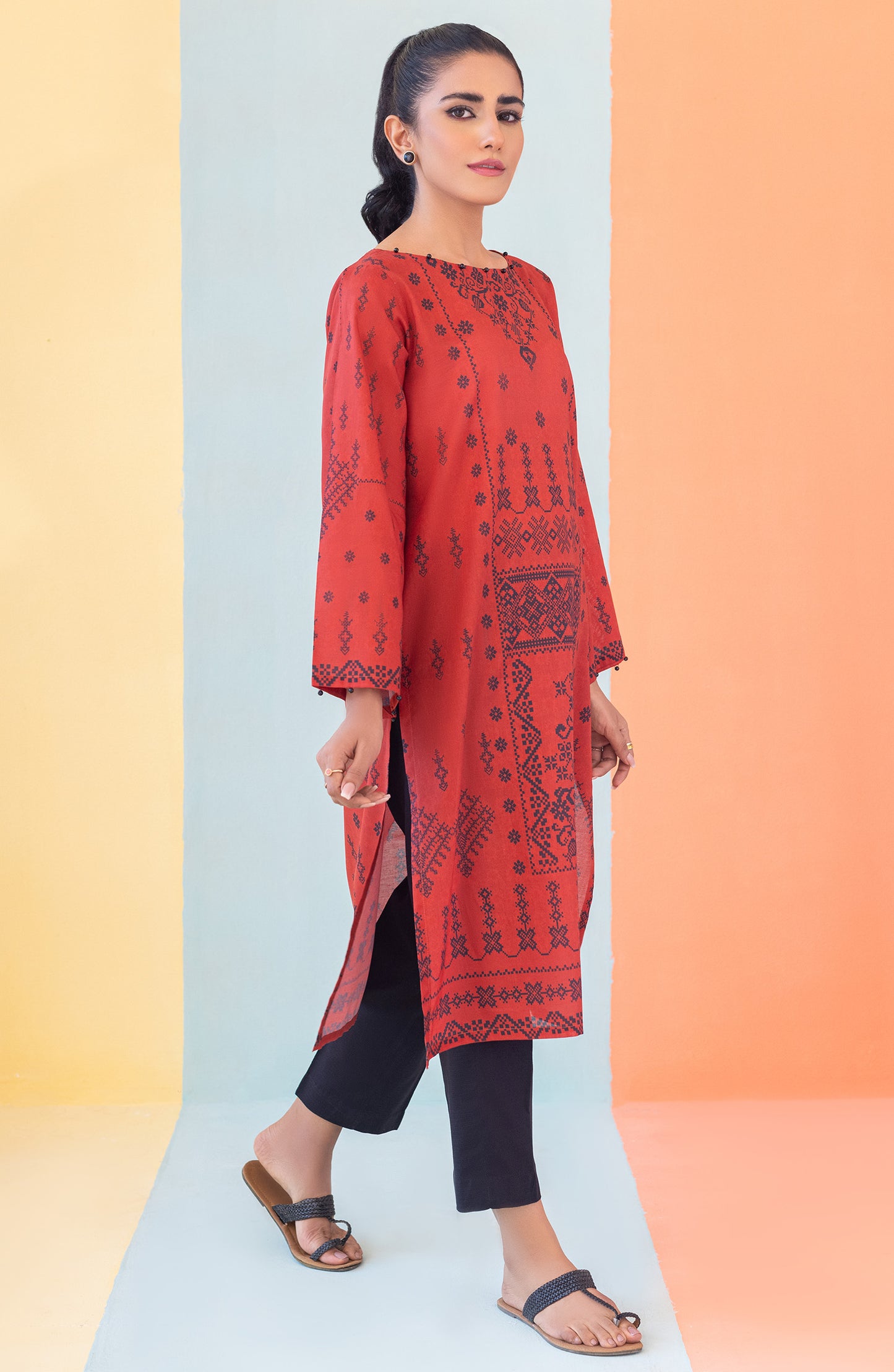 HCS-S-22-075 MAROON LAWN SCSHIRT READY TO WEAR SHIRT