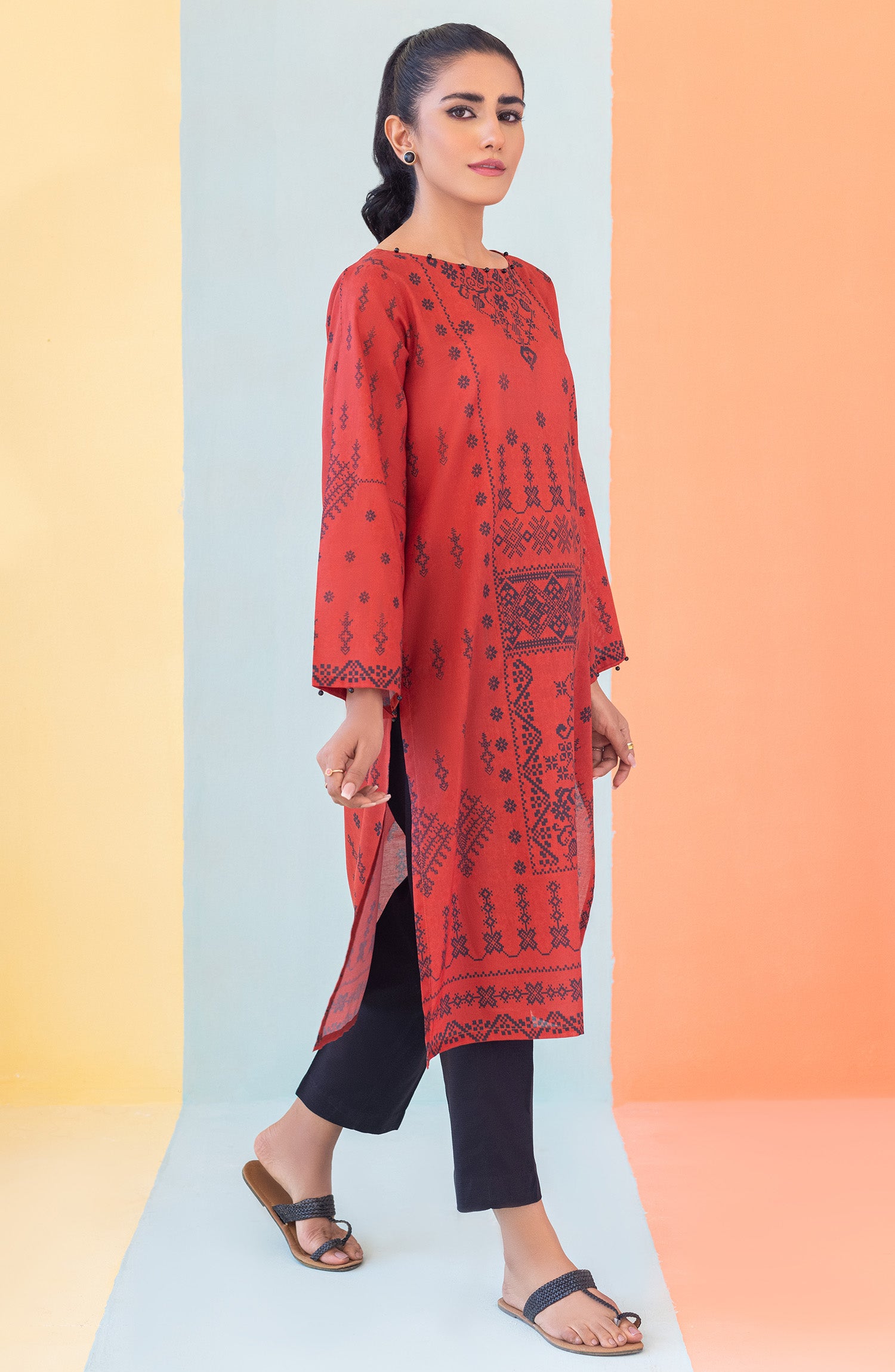 HCS-S-22-075 MAROON LAWN SCSHIRT READY TO WEAR SHIRT