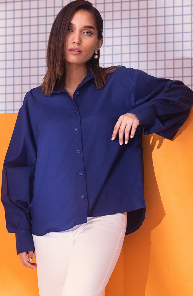 NW-CT-PL-23-012 BLUE CAMBRIC SCSHIRT READY TO WEAR SHIRT