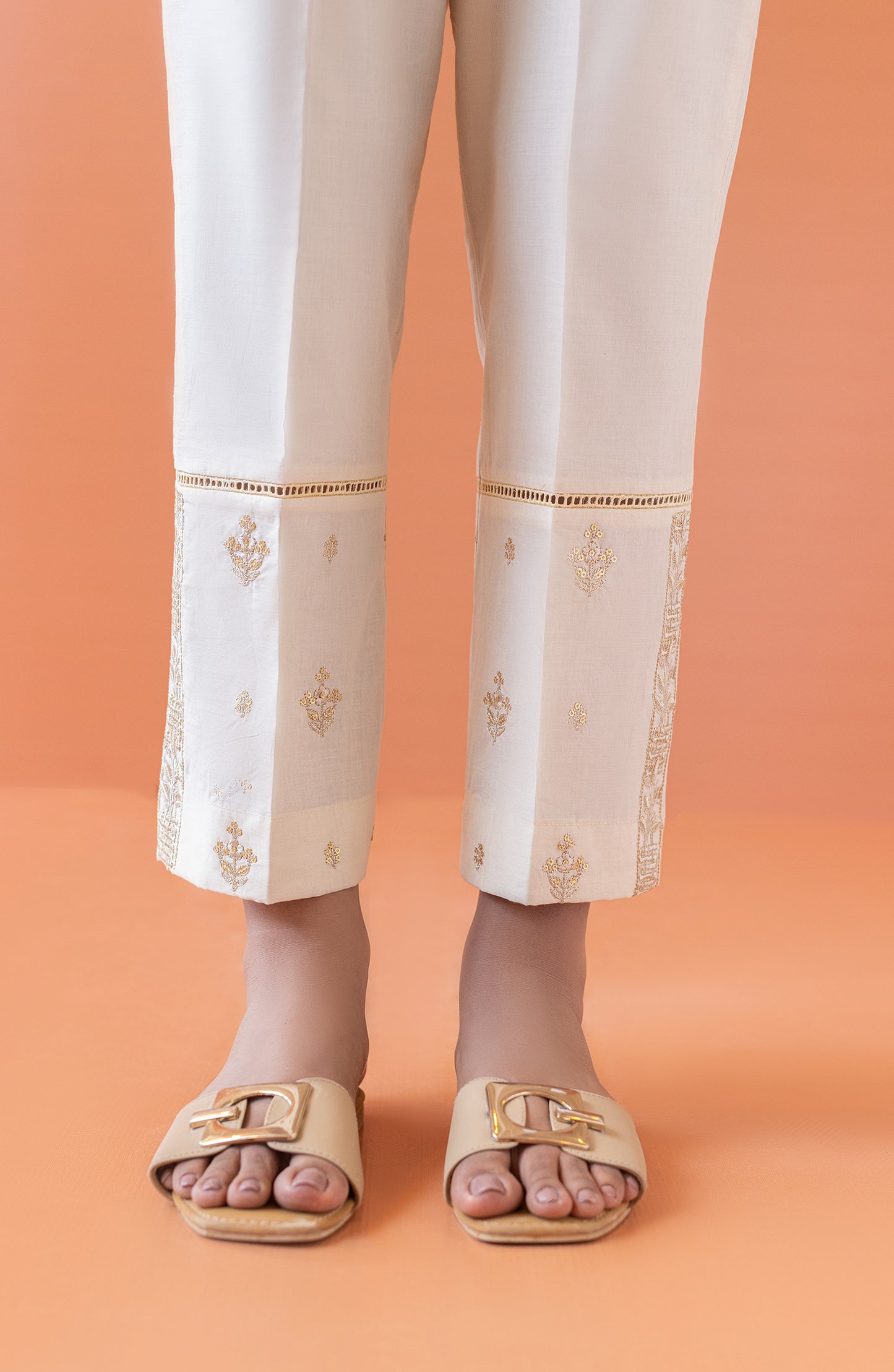 NRPE-67/S BEIGE CAMBRIC SCPANTS STITCHED BOTTOMS PANTS