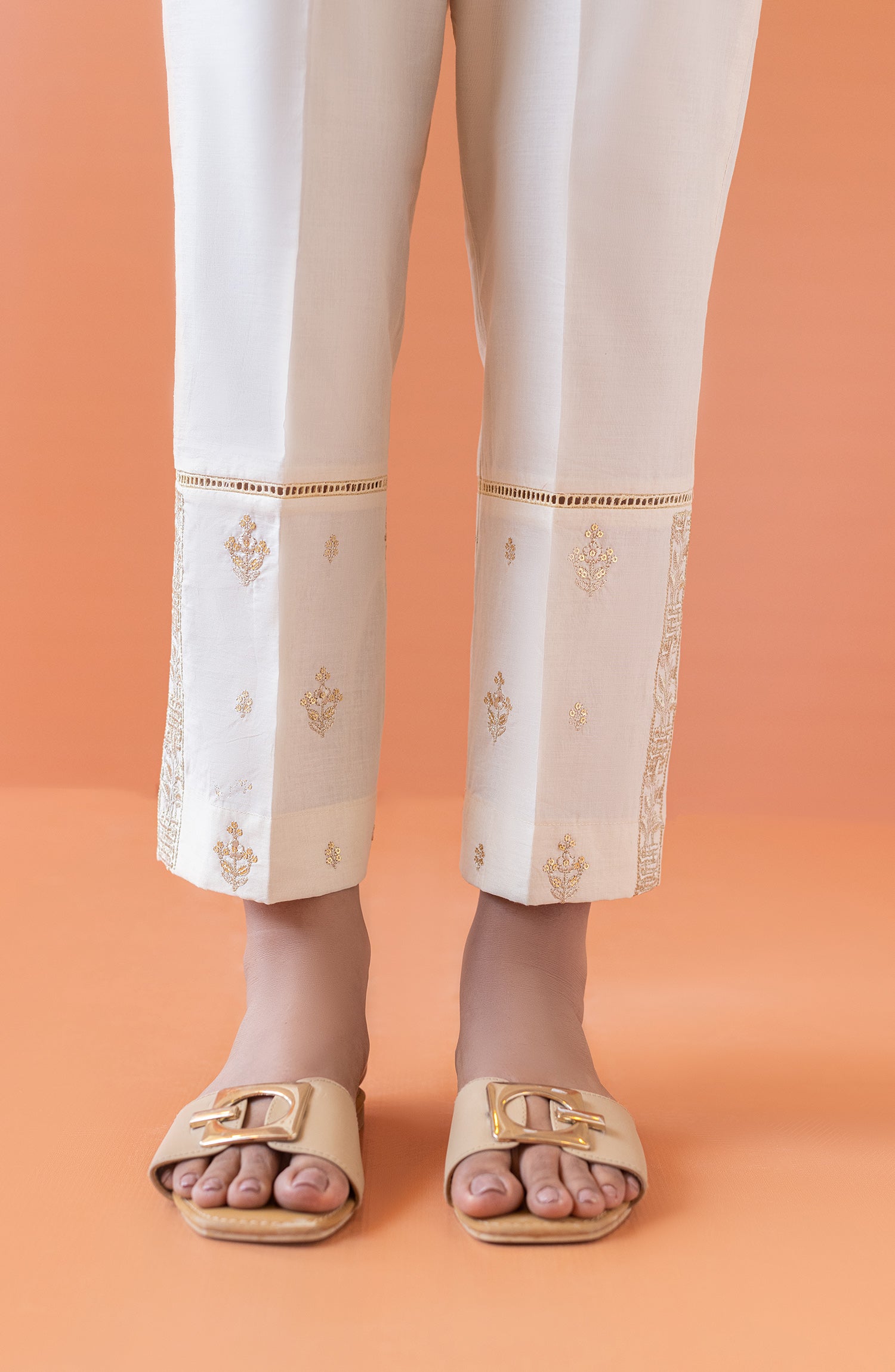 NRPE-67/S BEIGE CAMBRIC SCPANTS STITCHED BOTTOMS PANTS