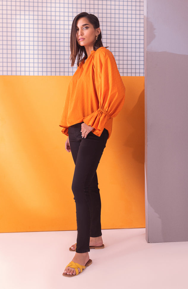 NW-CT-PL-23-003 ORANGE JACQUARD SCSHIRT READY TO WEAR SHIRT