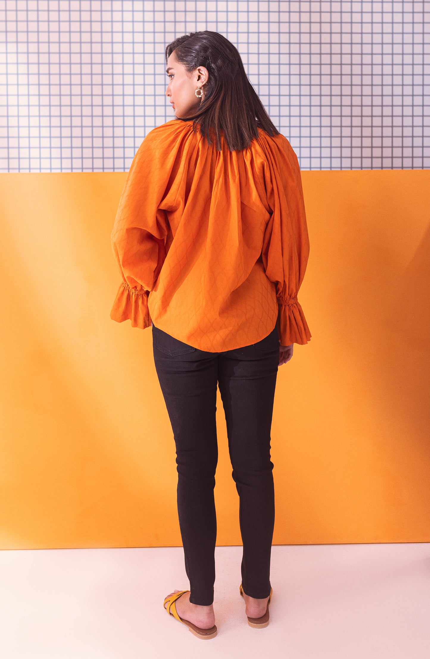 NW-CT-PL-23-003 ORANGE JACQUARD SCSHIRT READY TO WEAR SHIRT