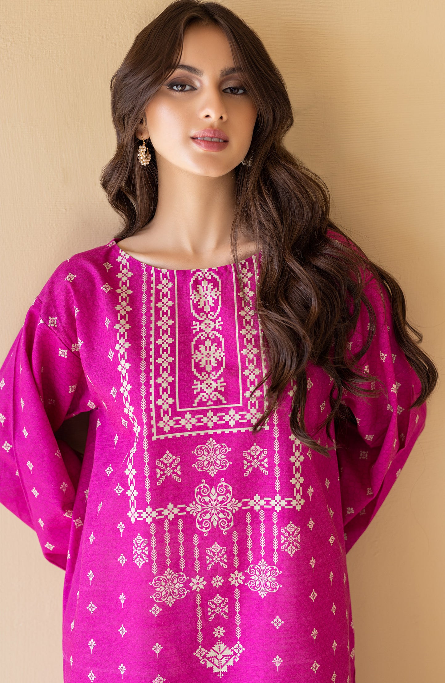HCS-S-22-093 PINK KHADDAR SCSHIRT READY TO WEAR SHIRT