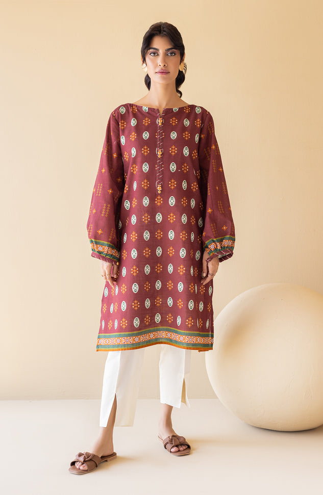HCS-S-22-092 MAROON KHADDAR SCSHIRT READY TO WEAR SHIRT