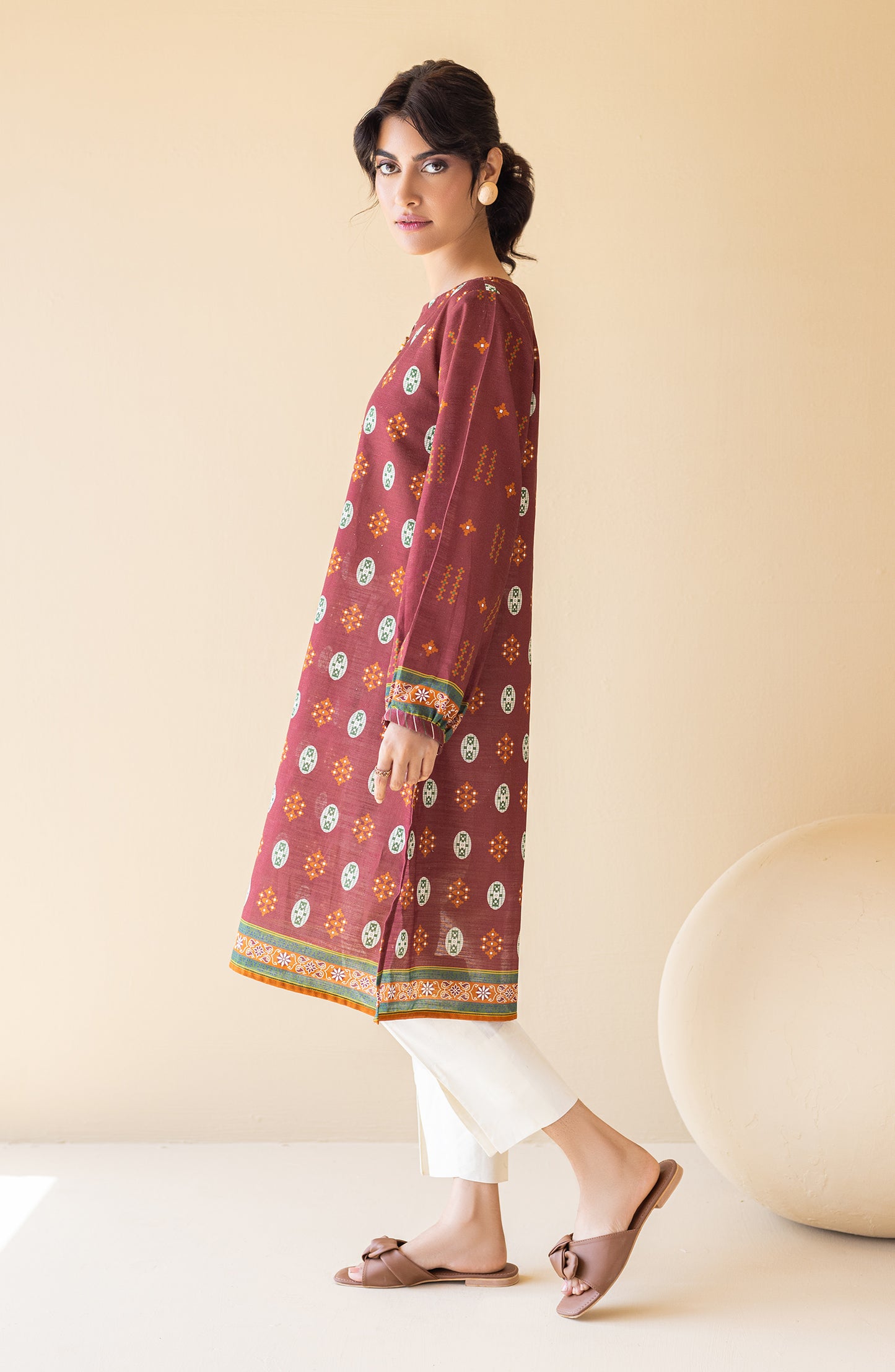 HCS-S-22-092 MAROON KHADDAR SCSHIRT READY TO WEAR SHIRT