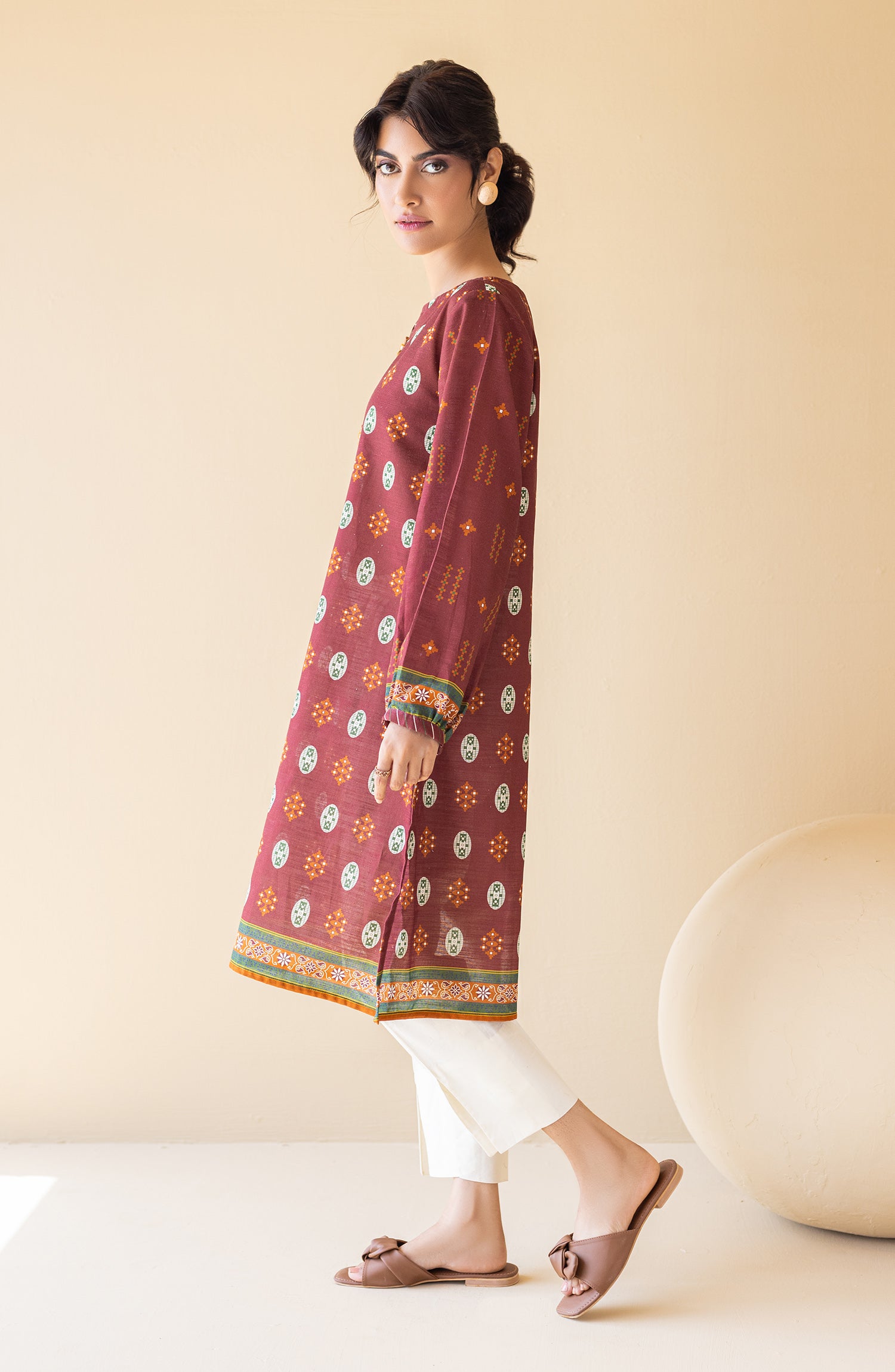 HCS-S-22-092 MAROON KHADDAR SCSHIRT READY TO WEAR SHIRT