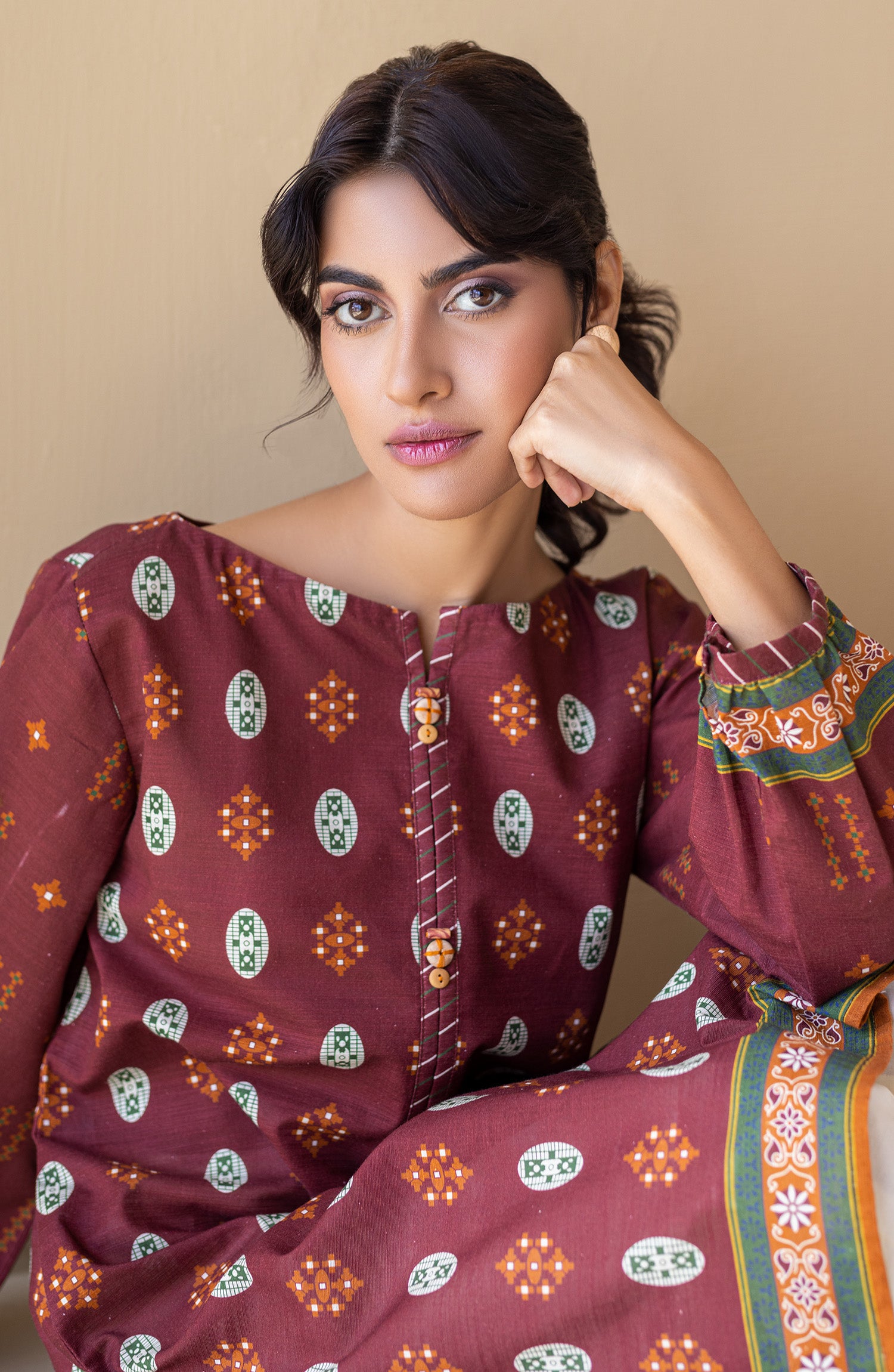 HCS-S-22-092 MAROON KHADDAR SCSHIRT READY TO WEAR SHIRT