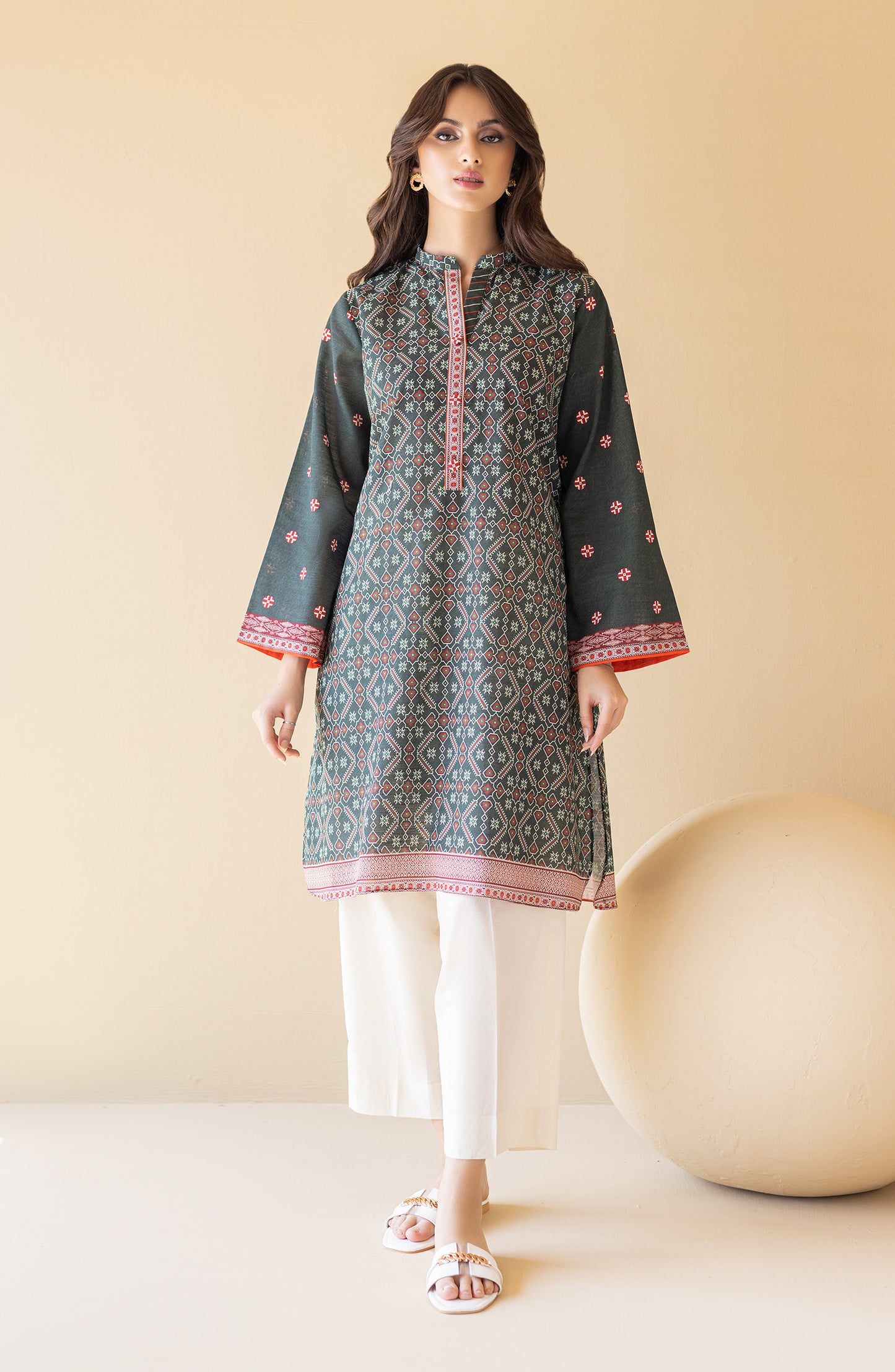 HCS-S-22-097 GREEN KHADDAR SCSHIRT READY TO WEAR SHIRT