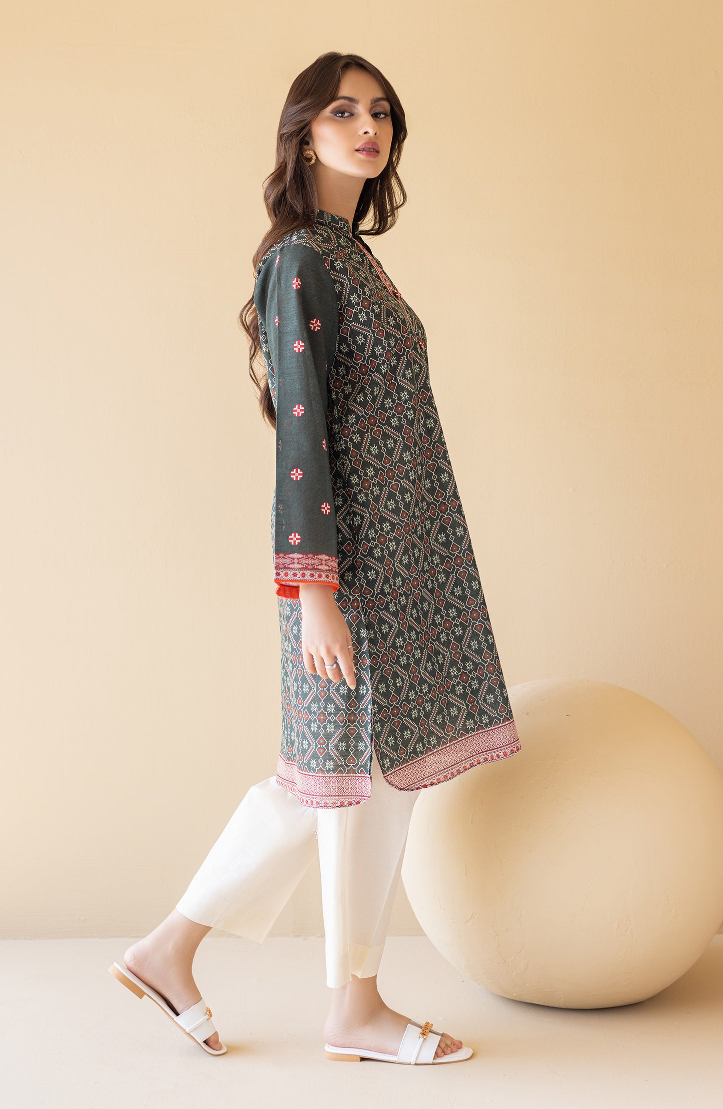 HCS-S-22-097 GREEN KHADDAR SCSHIRT READY TO WEAR SHIRT