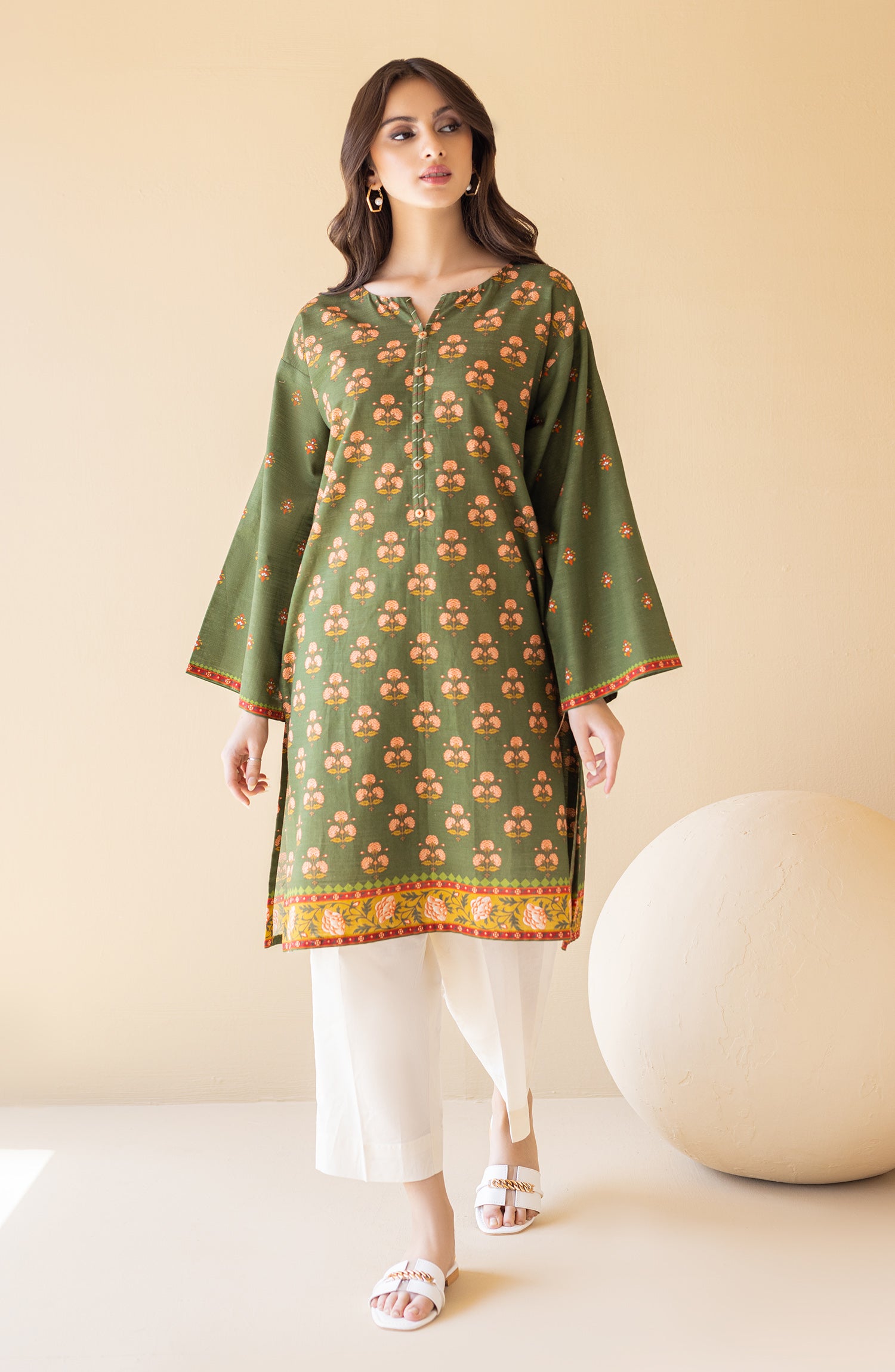 Orient Stitched 1 Piece Printed Khaddar Shirt - Hcs-S-22-095 Green