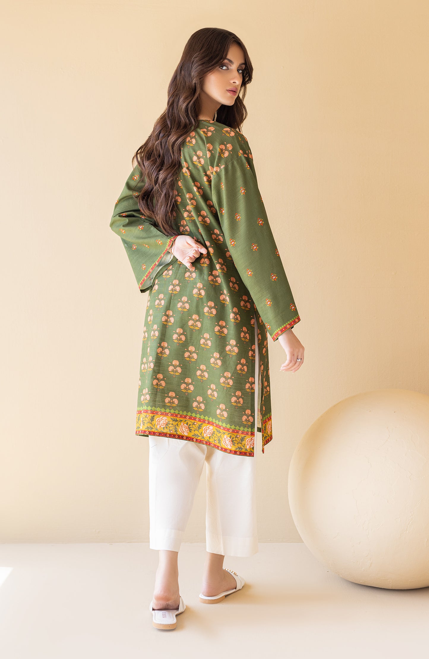 HCS-S-22-095 GREEN KHADDAR SCSHIRT READY TO WEAR SHIRT